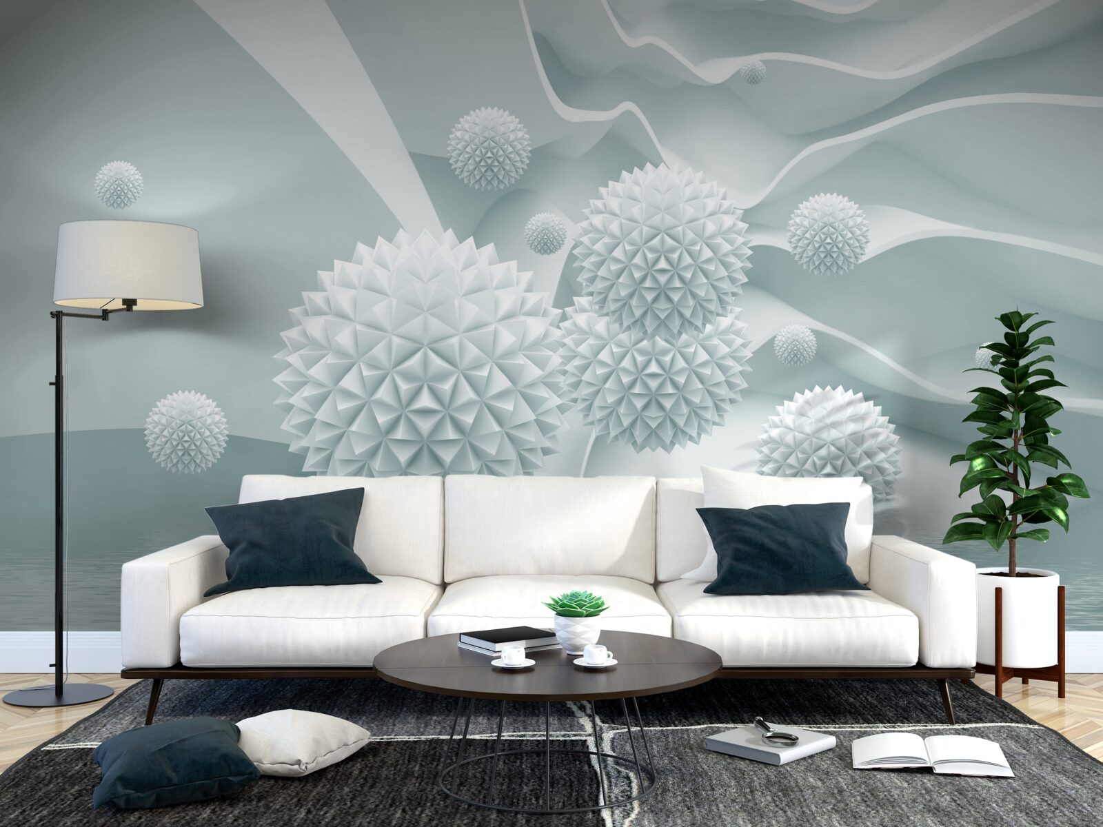 Fototapet bilele sunt albe și ascuțite și plutesc în stare de imponderabilitate