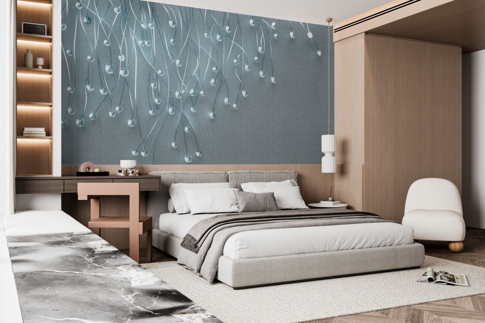 Fototapet imagini abstracte de flori aranjate vertical pe ramuri