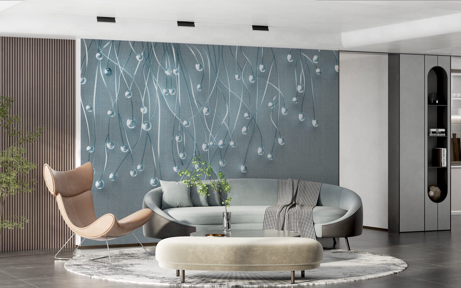 Fototapet imagini abstracte de flori aranjate vertical pe ramuri