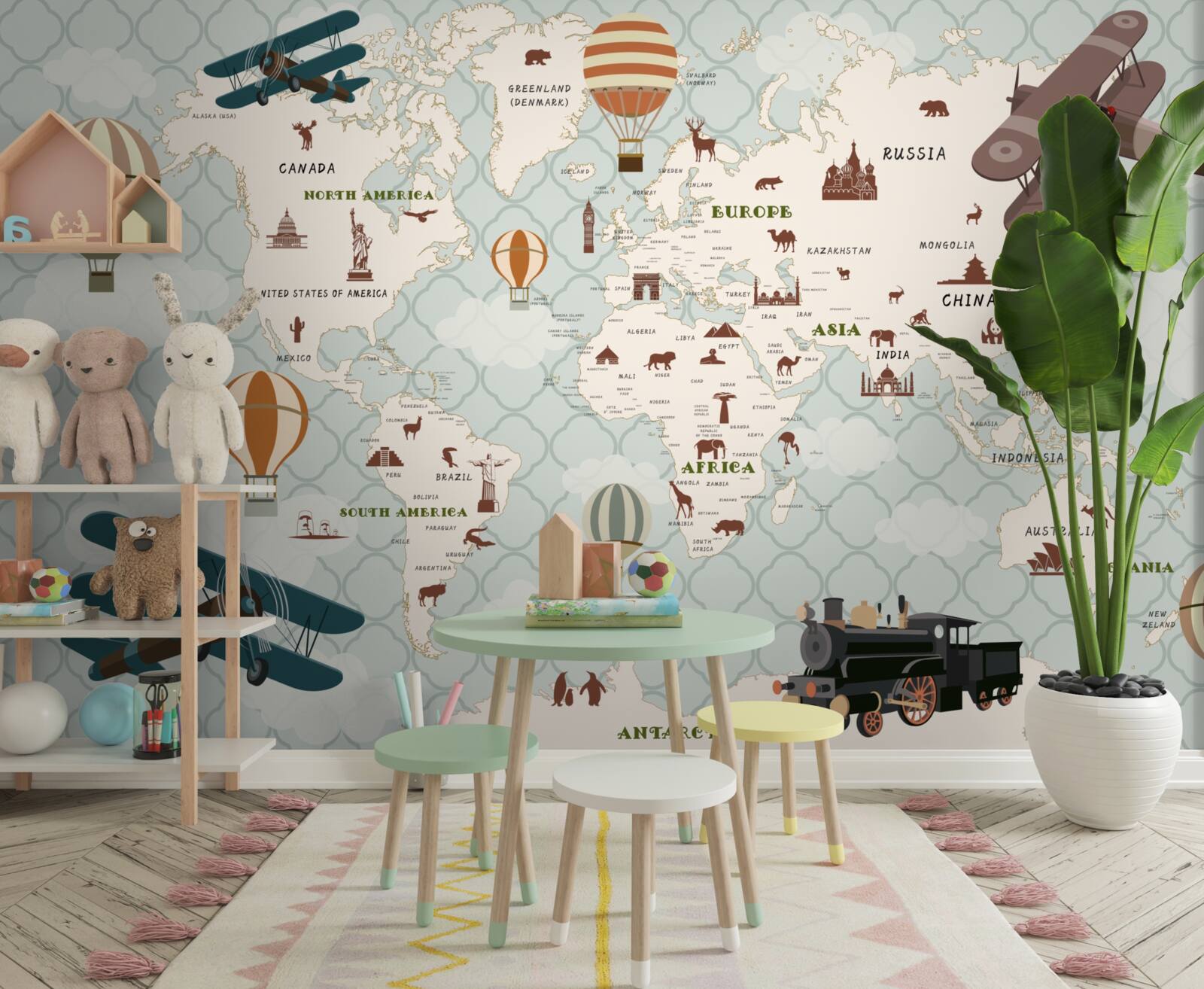 Fototapet harta lumii pentru copii