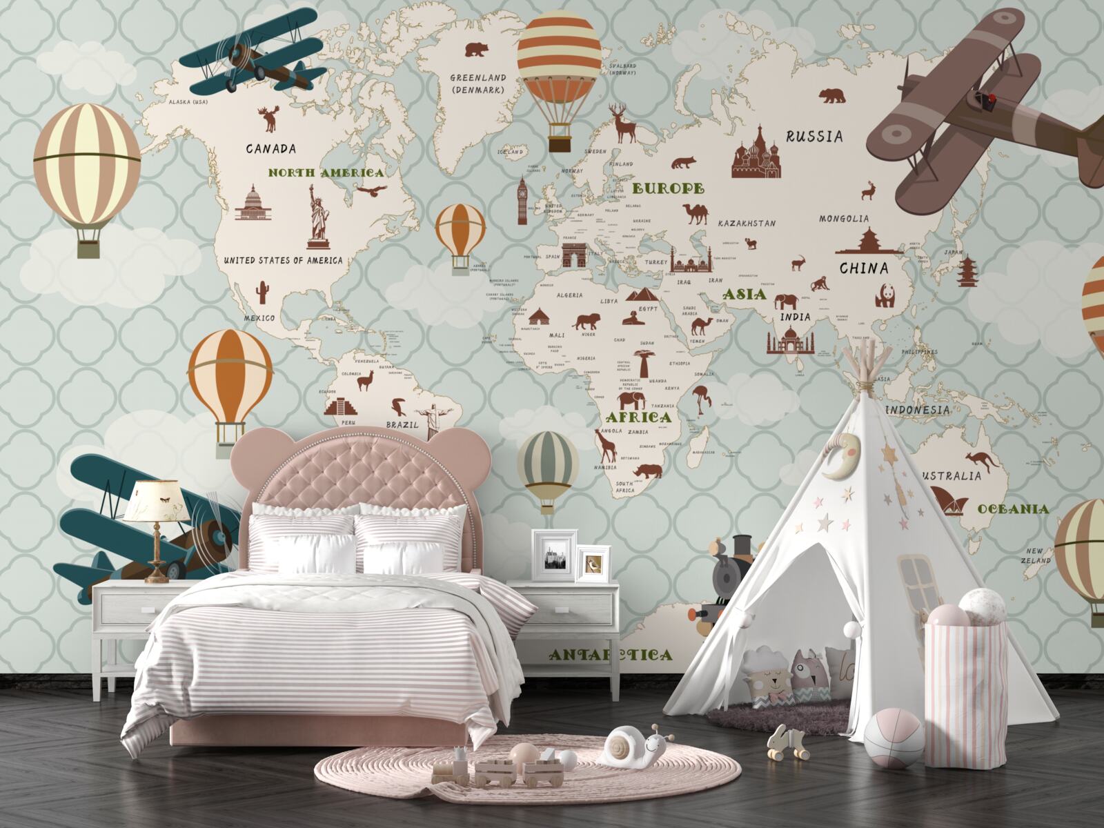 Fototapet harta lumii pentru copii