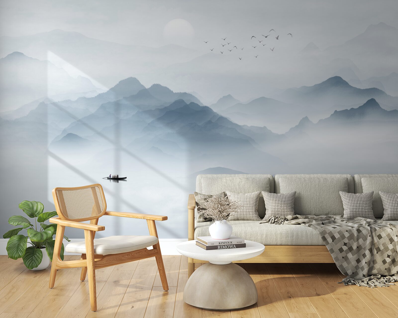 Fototapet Ceața se îngroșa în munți și pescarul rămăsese singur cu el însuși