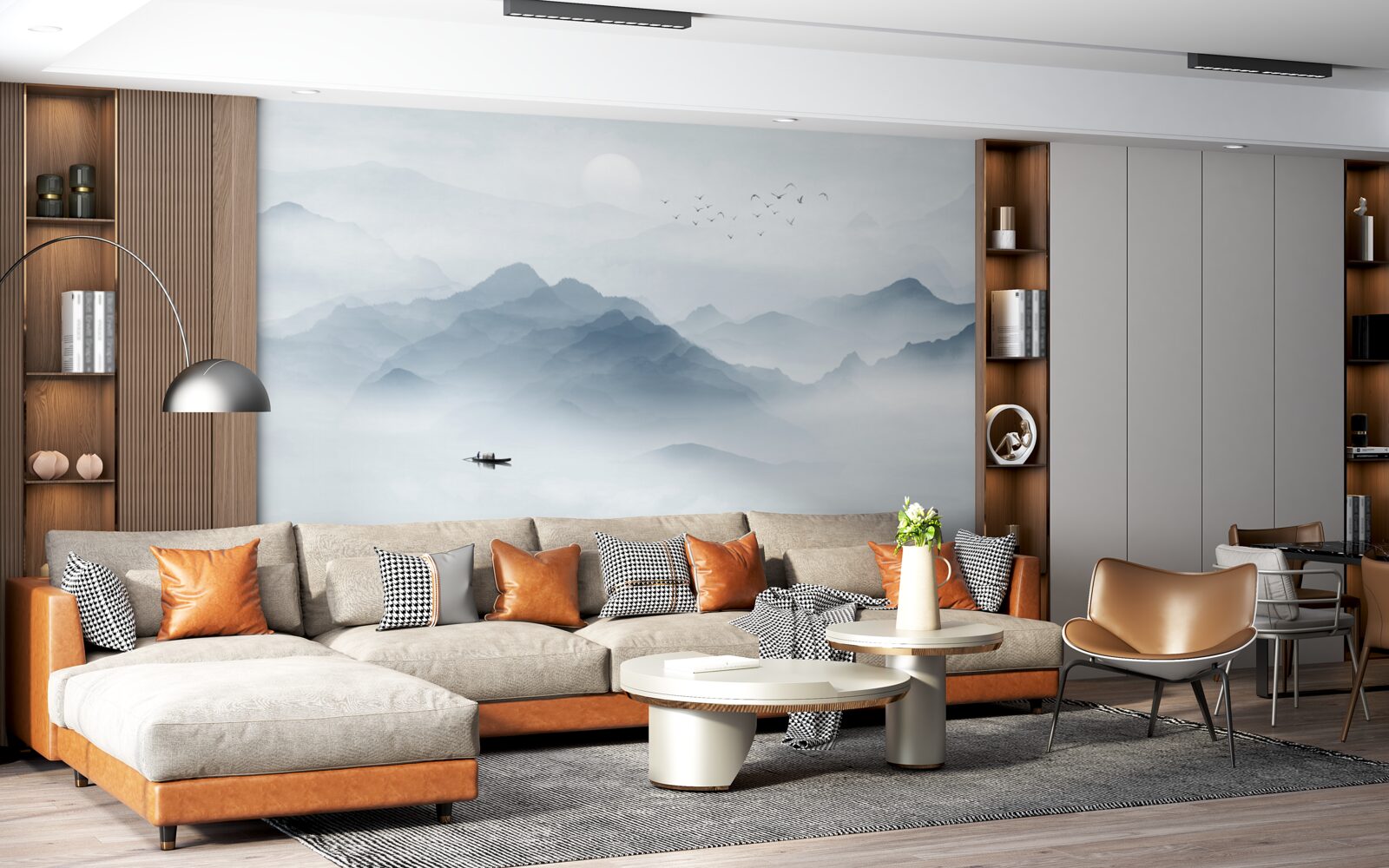 Fototapet Ceața se îngroșa în munți și pescarul rămăsese singur cu el însuși