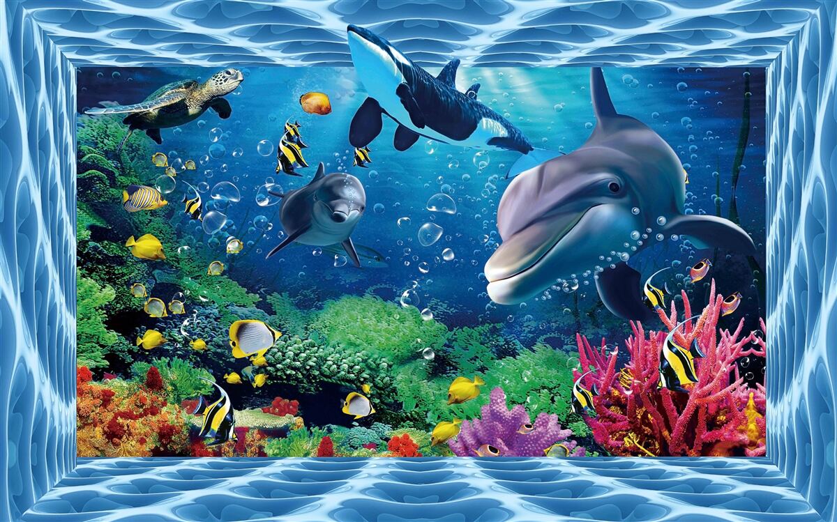 Fototapet lume subacvatică cu delfini