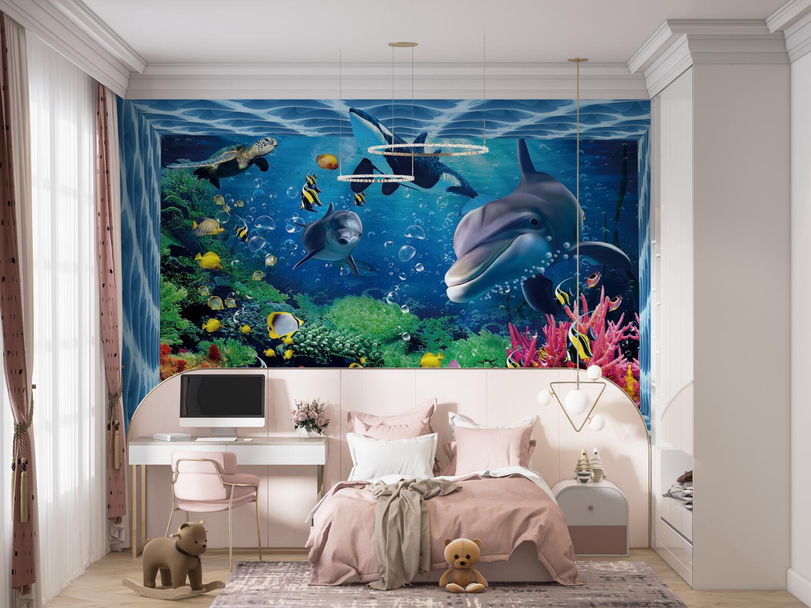 Fototapet lume subacvatică cu delfini