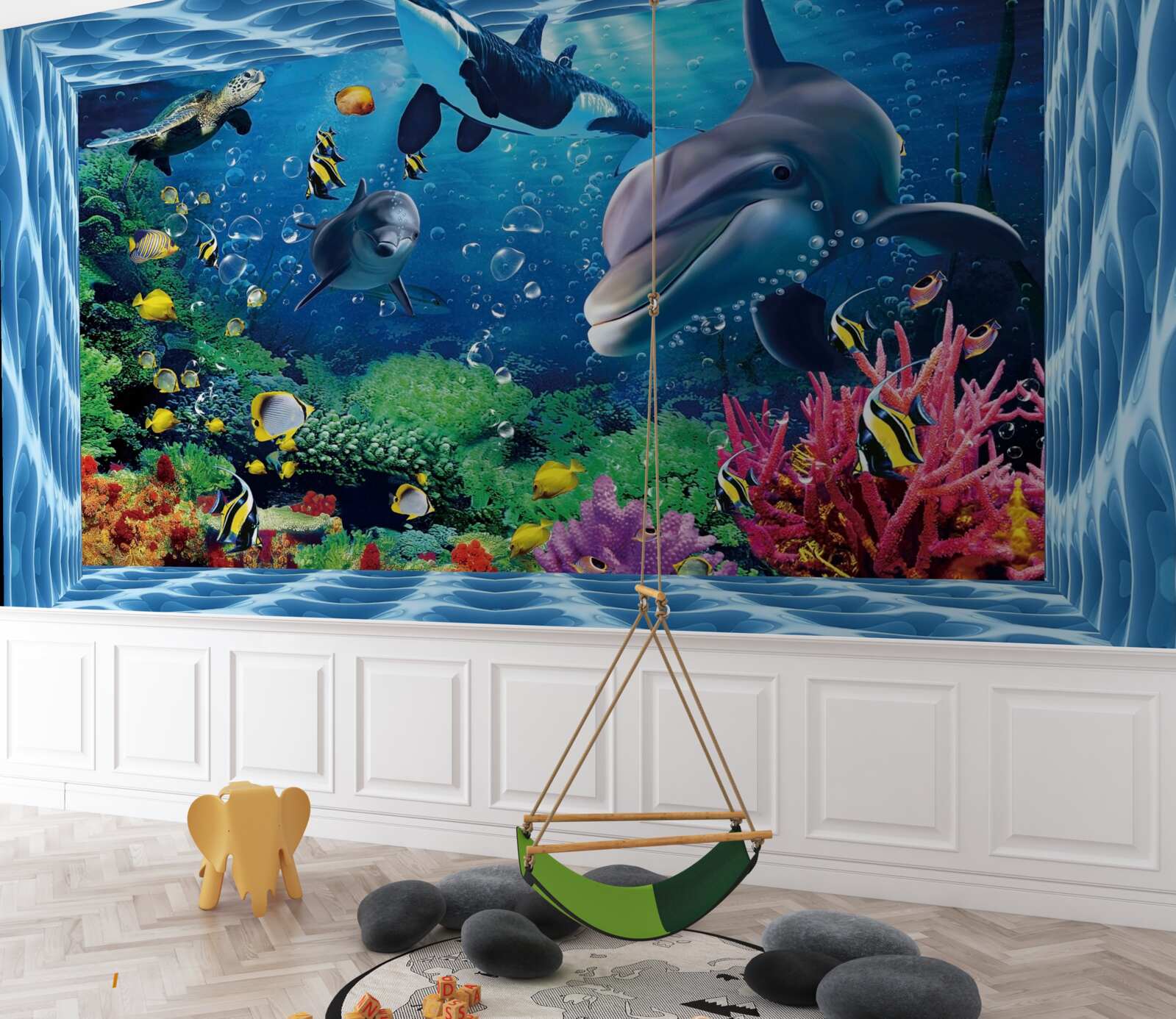 Fototapet lume subacvatică cu delfini