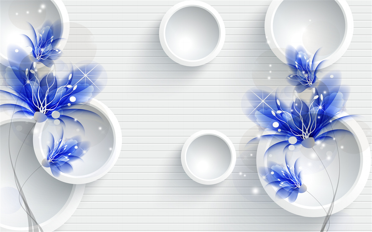 Fototapet muguri albastre pe un fundal abstract cu cercuri