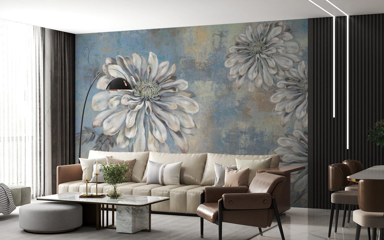 Fototapet asteri albi ca zăpada de mărimea ploii se toarnă în fundal