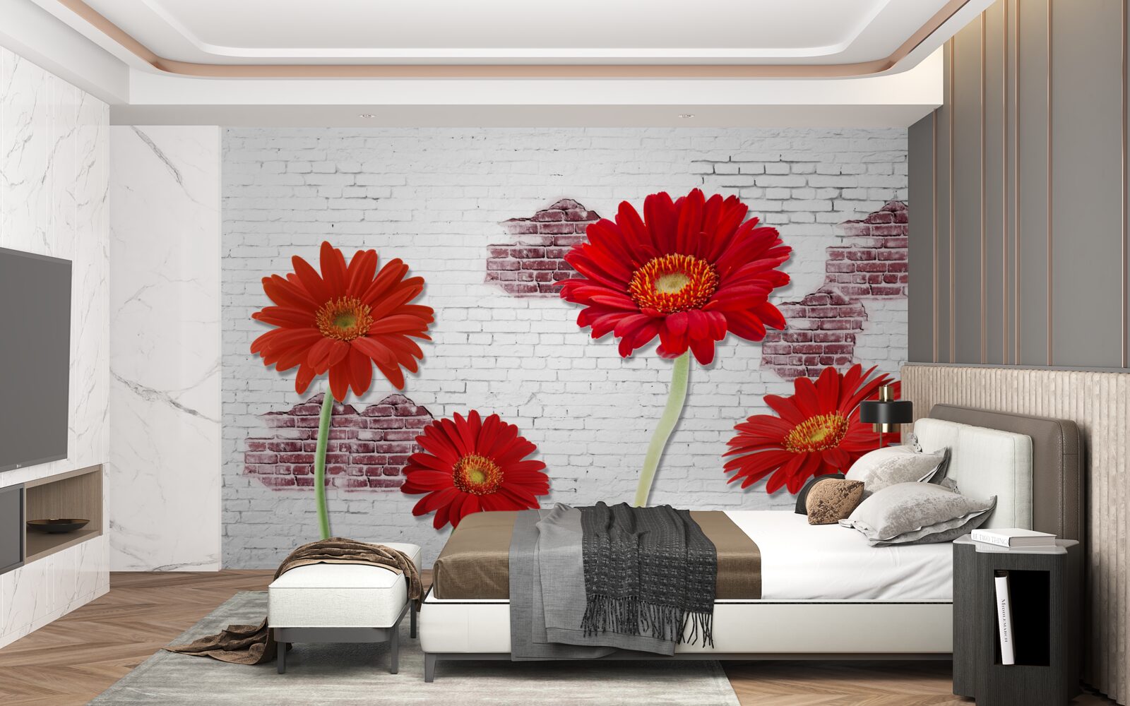 Fototapet gerbera roșu elegant