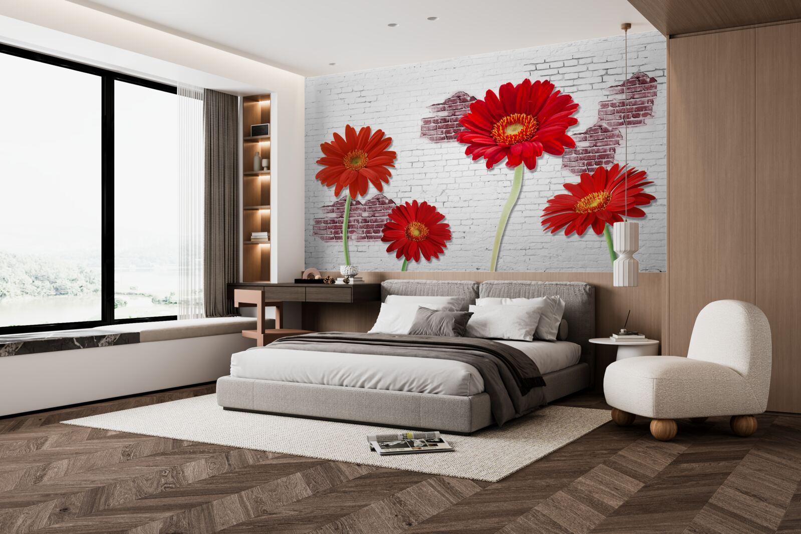 Fototapet gerbera roșu elegant