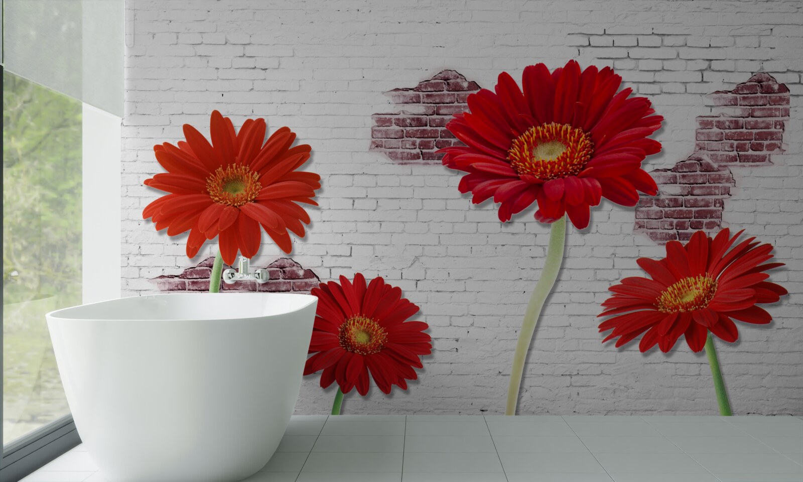 Fototapet gerbera roșu elegant