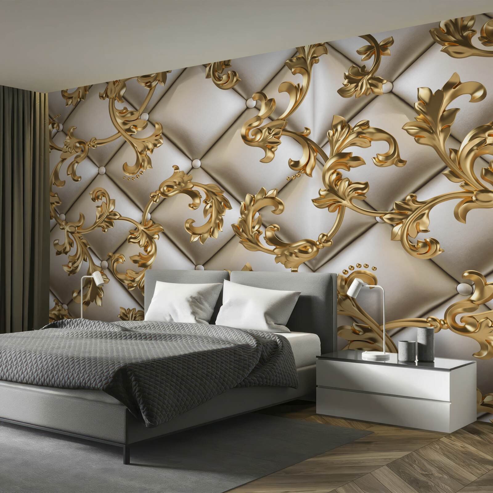 Fototapet textură sub ramuri aurii