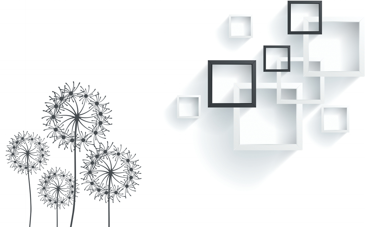 Fototapet forme geometrice pe un fundal alb cu milleon