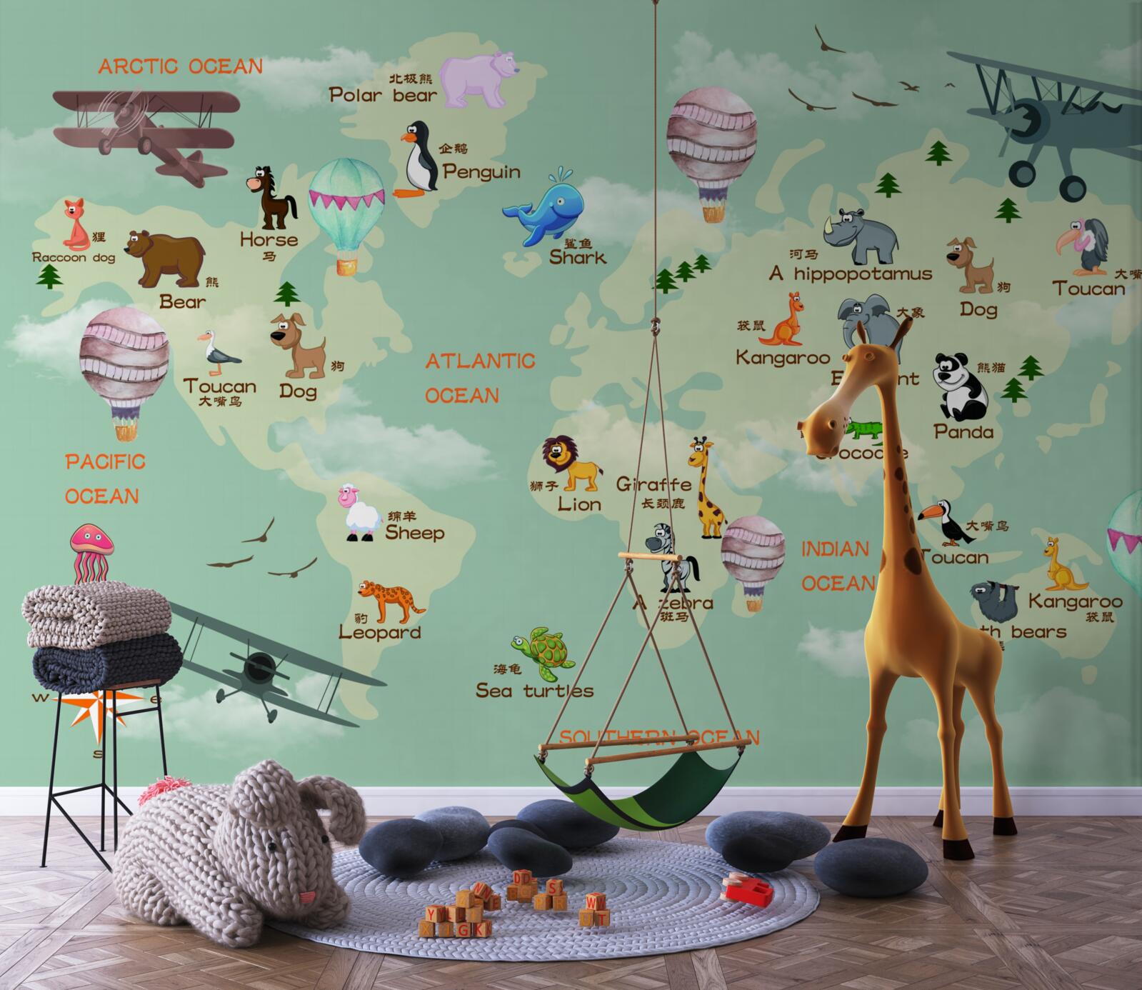 Fototapet harta lumii pentru copii