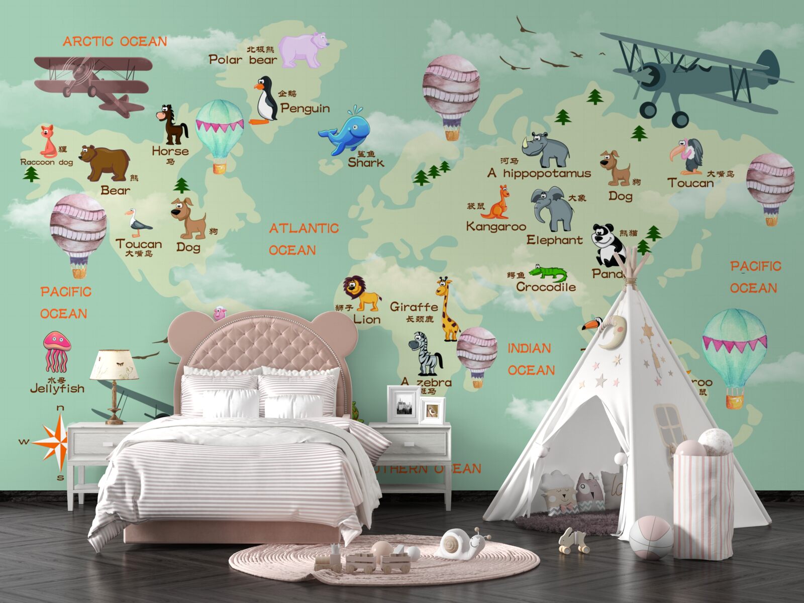 Fototapet harta lumii pentru copii