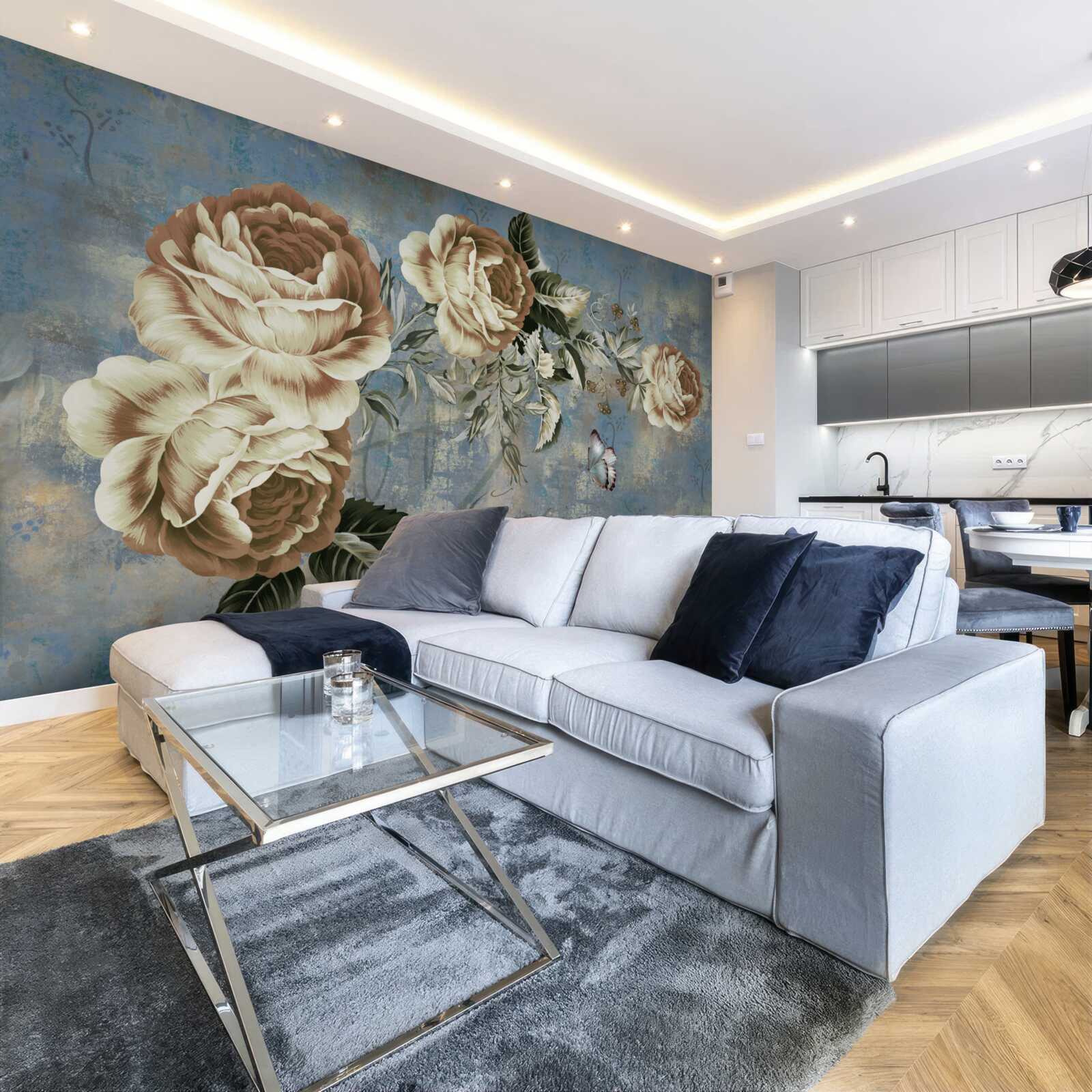 Fototapet o creangă cu flori delicate de culoare crem se apleca liniștită deasupra apei