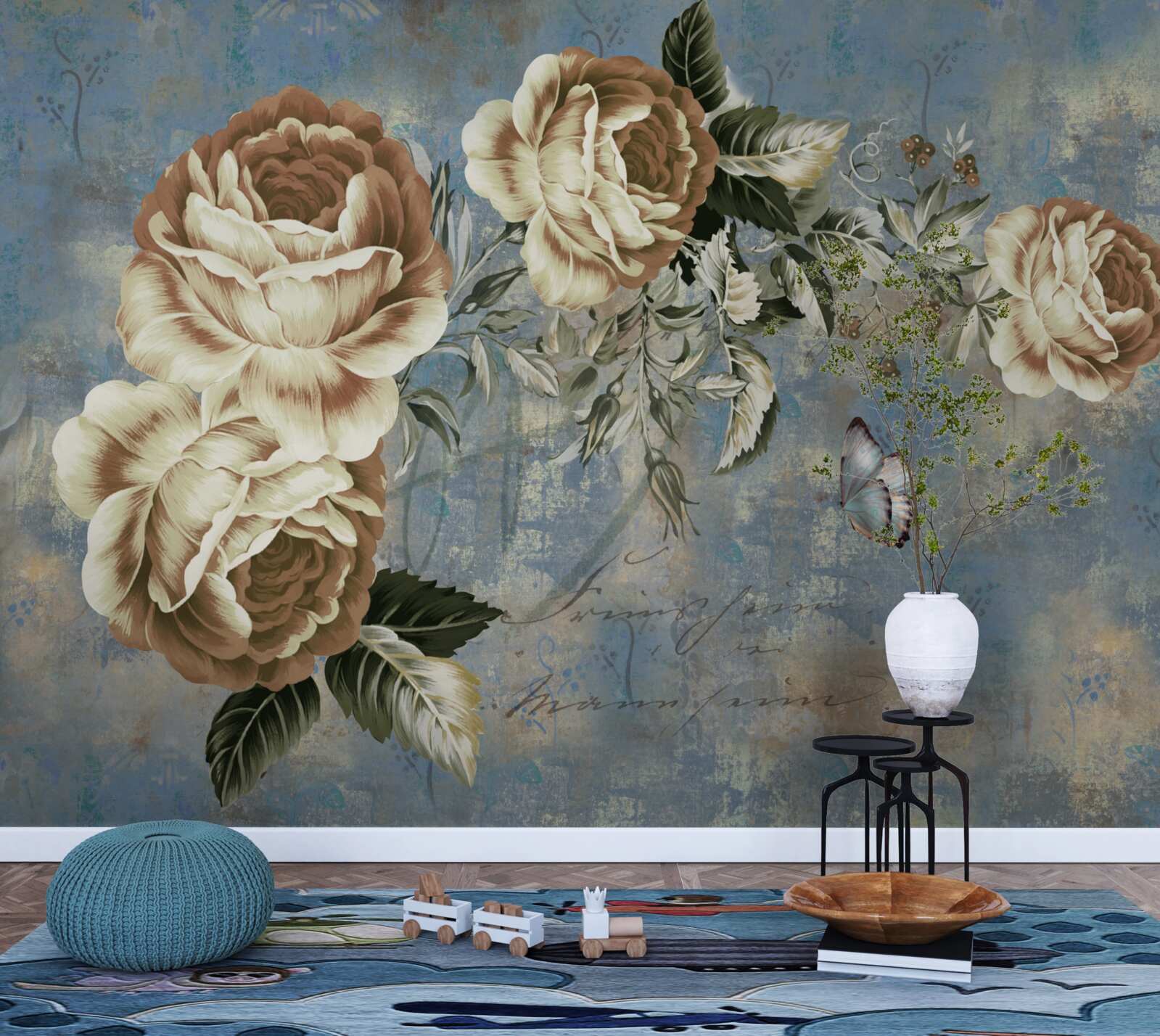 Fototapet o creangă cu flori delicate de culoare crem se apleca liniștită deasupra apei