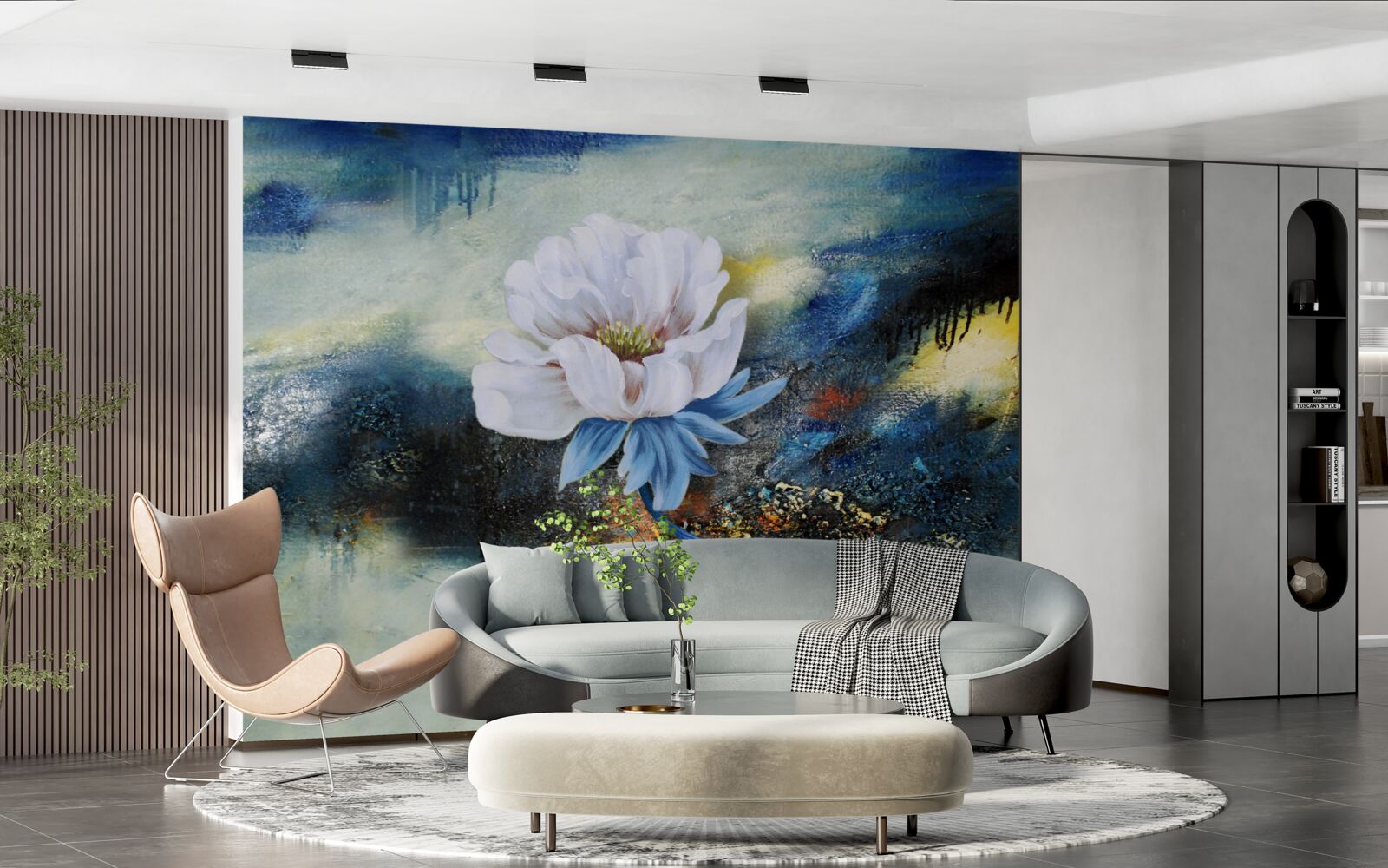 Fototapet un boboc alb irezistibil și o furtună care se apropie