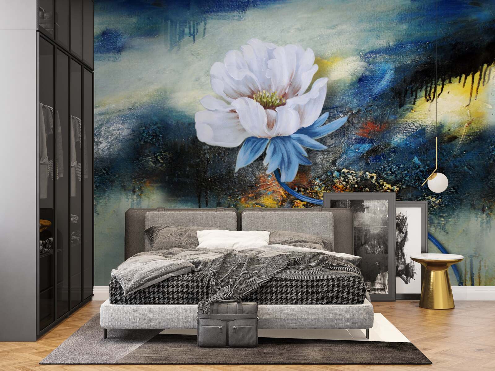 Fototapet un boboc alb irezistibil și o furtună care se apropie