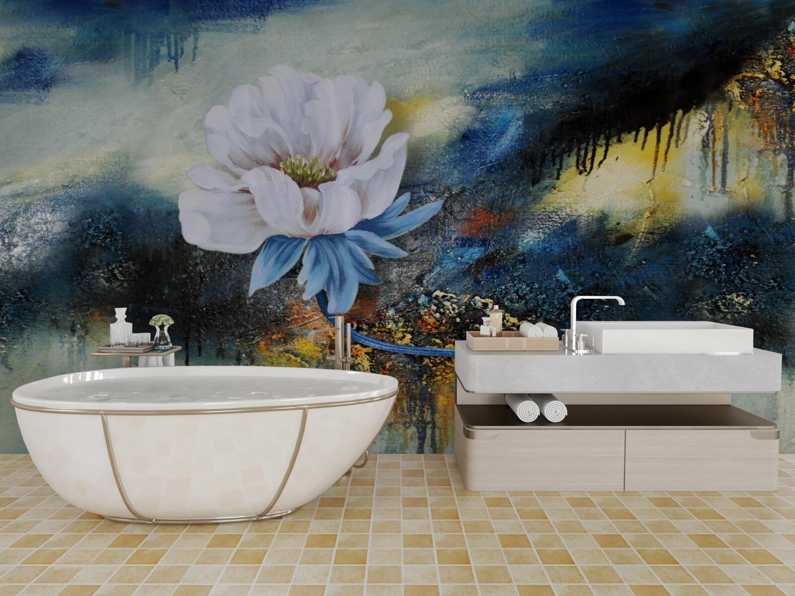 Fototapet un boboc alb irezistibil și o furtună care se apropie