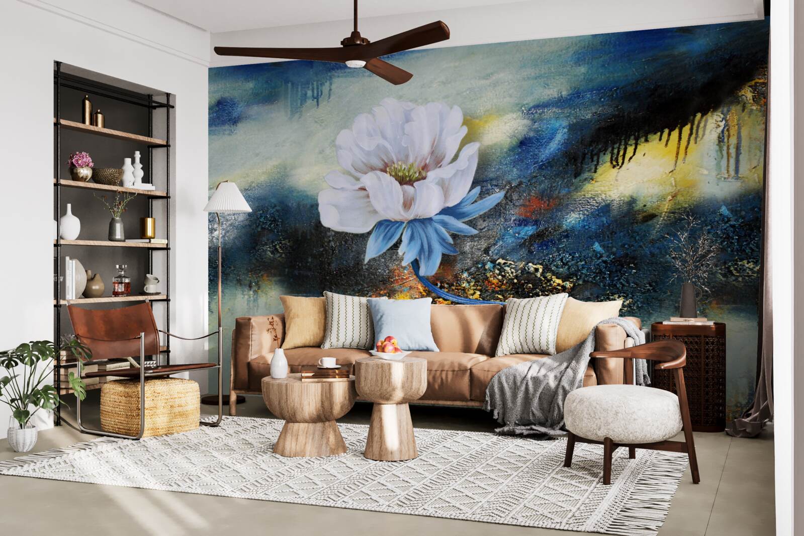 Fototapet un boboc alb irezistibil și o furtună care se apropie