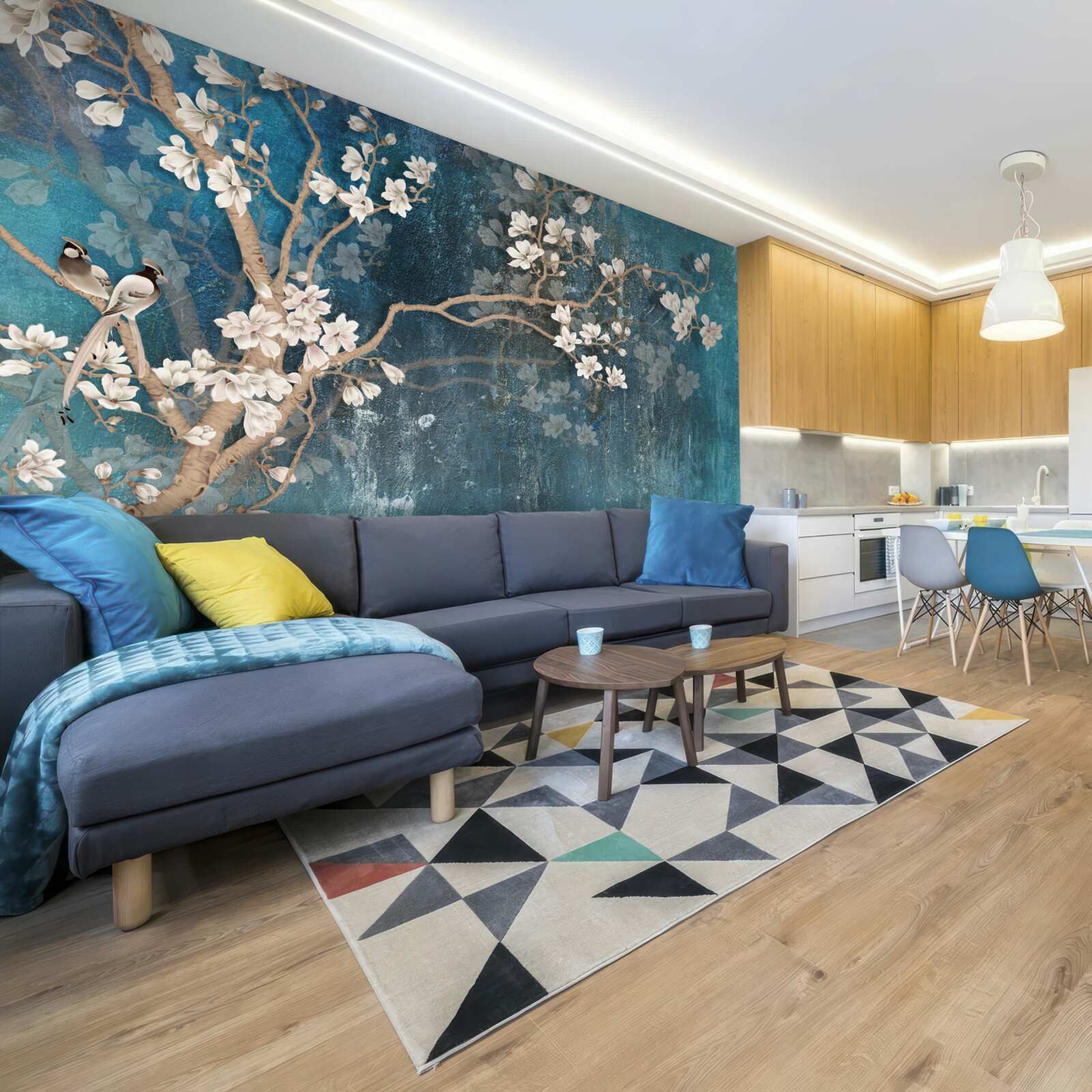 Fototapet magnolia în plină floare și întunericul care cade