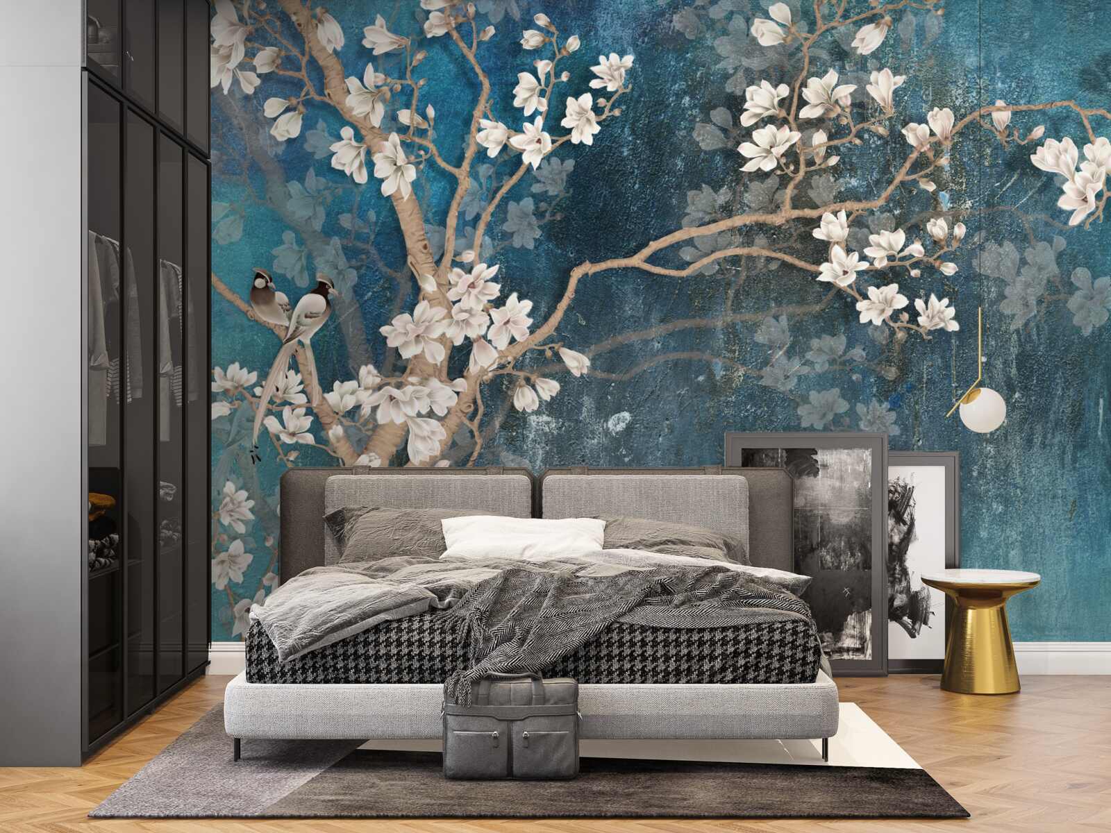 Fototapet magnolia în plină floare și întunericul care cade