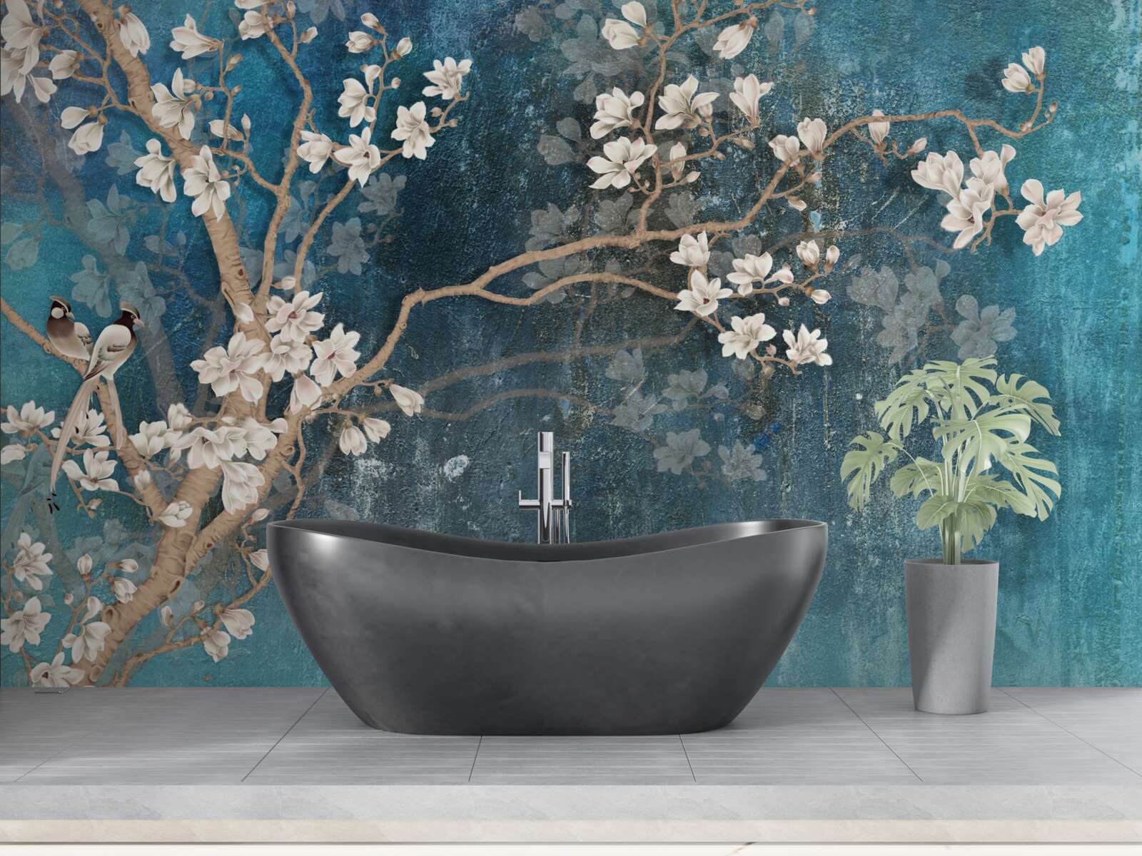 Fototapet magnolia în plină floare și întunericul care cade