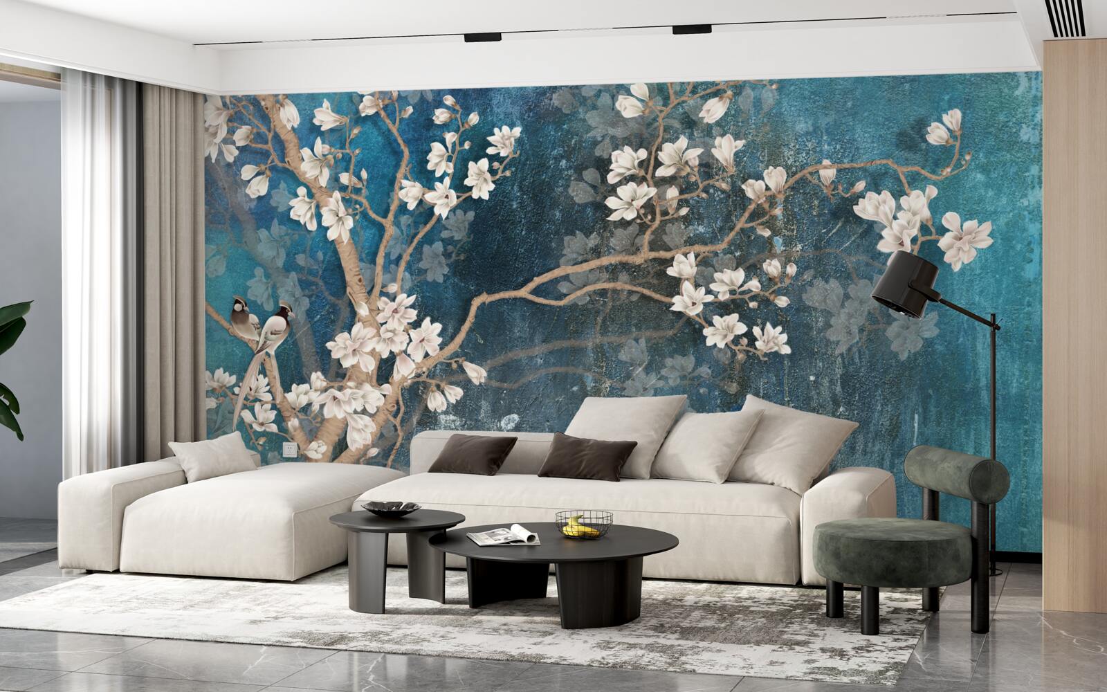 Fototapet magnolia în plină floare și întunericul care cade