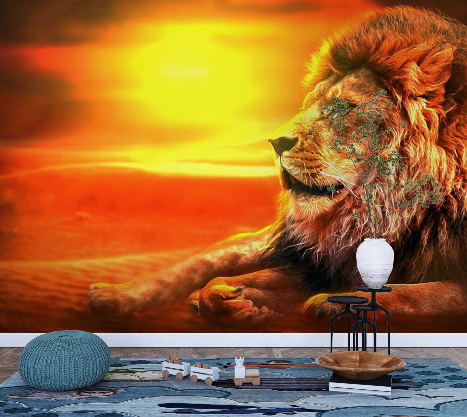 Fototapet un tigru matur însoțește dispariția soarelui