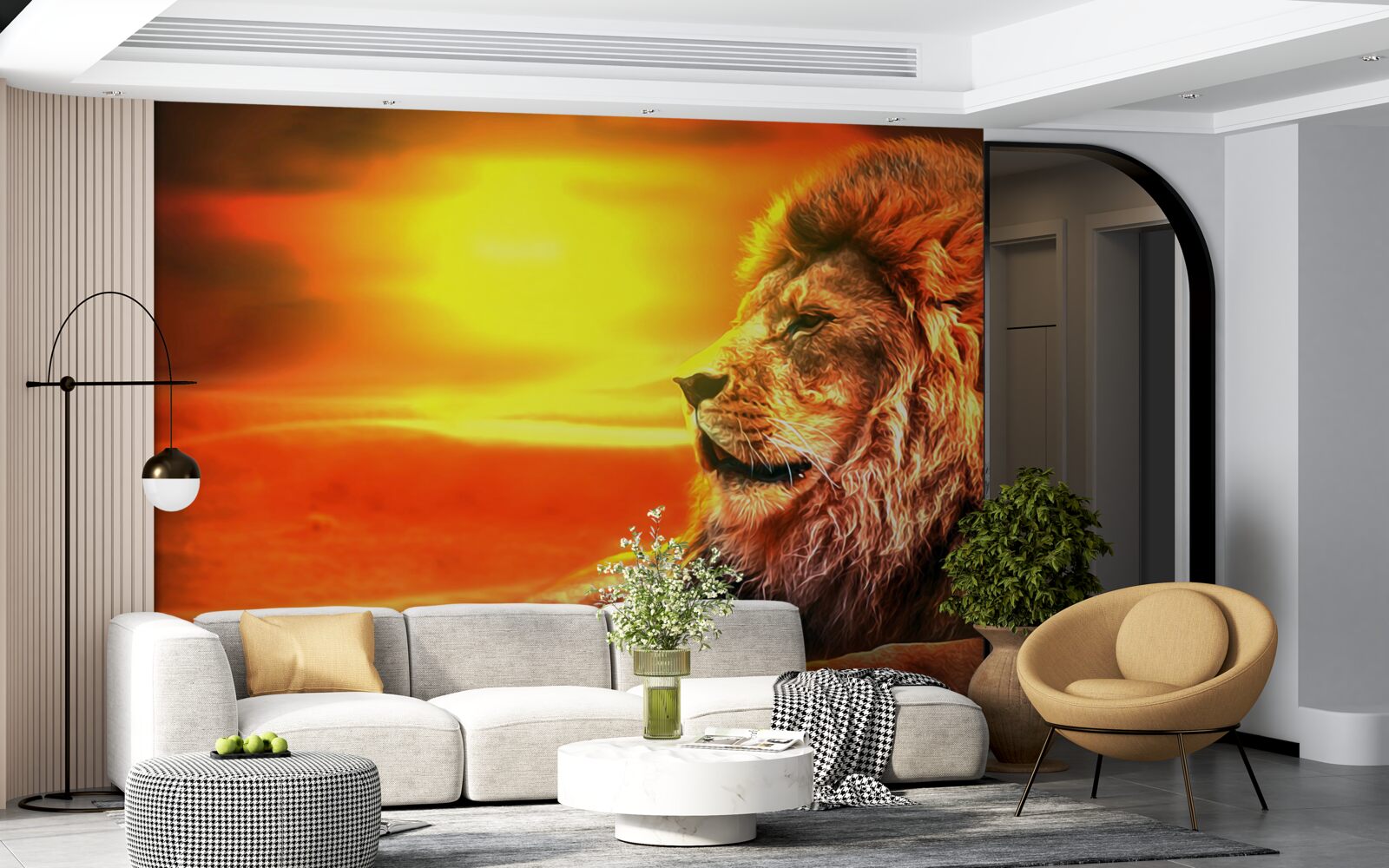 Fototapet un tigru matur însoțește dispariția soarelui