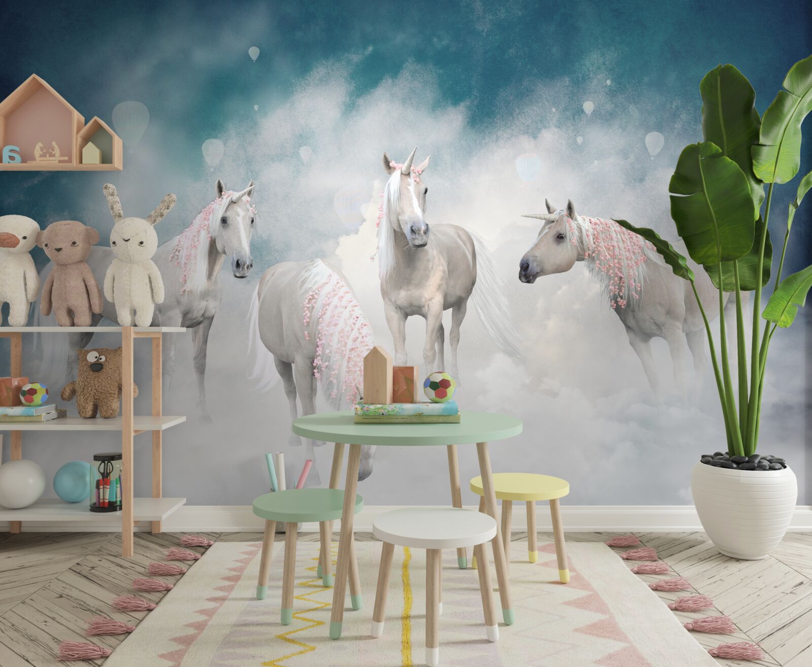 Fototapet nori plini de unicorni