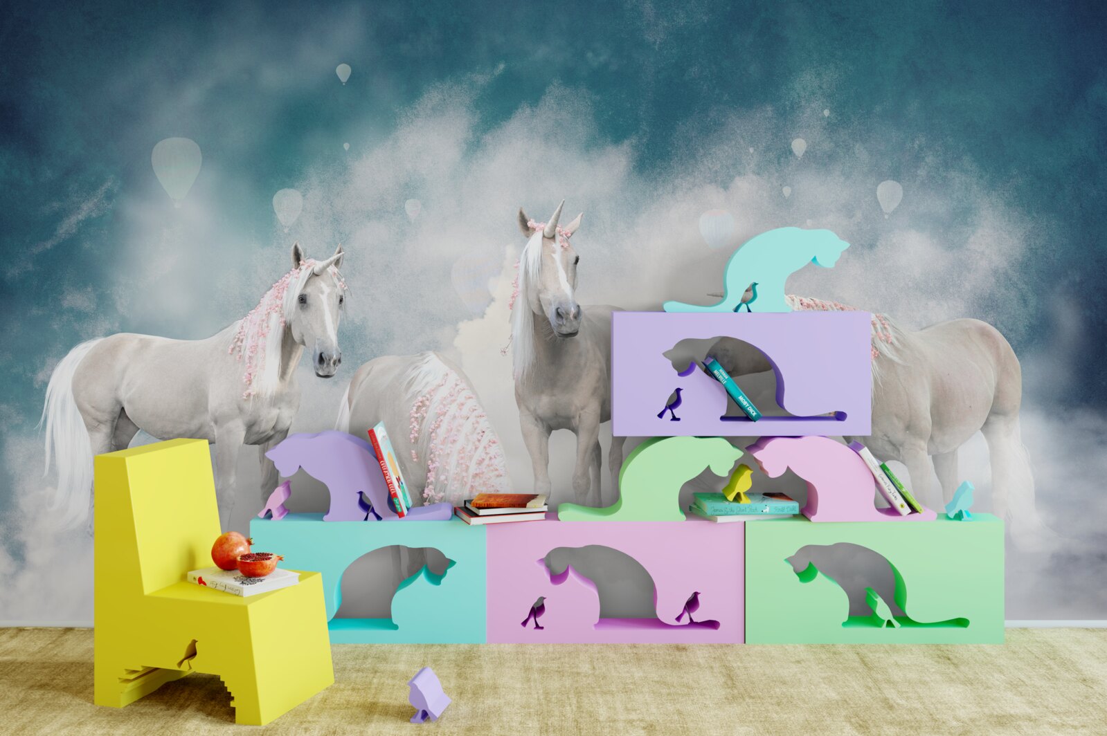 Fototapet nori plini de unicorni