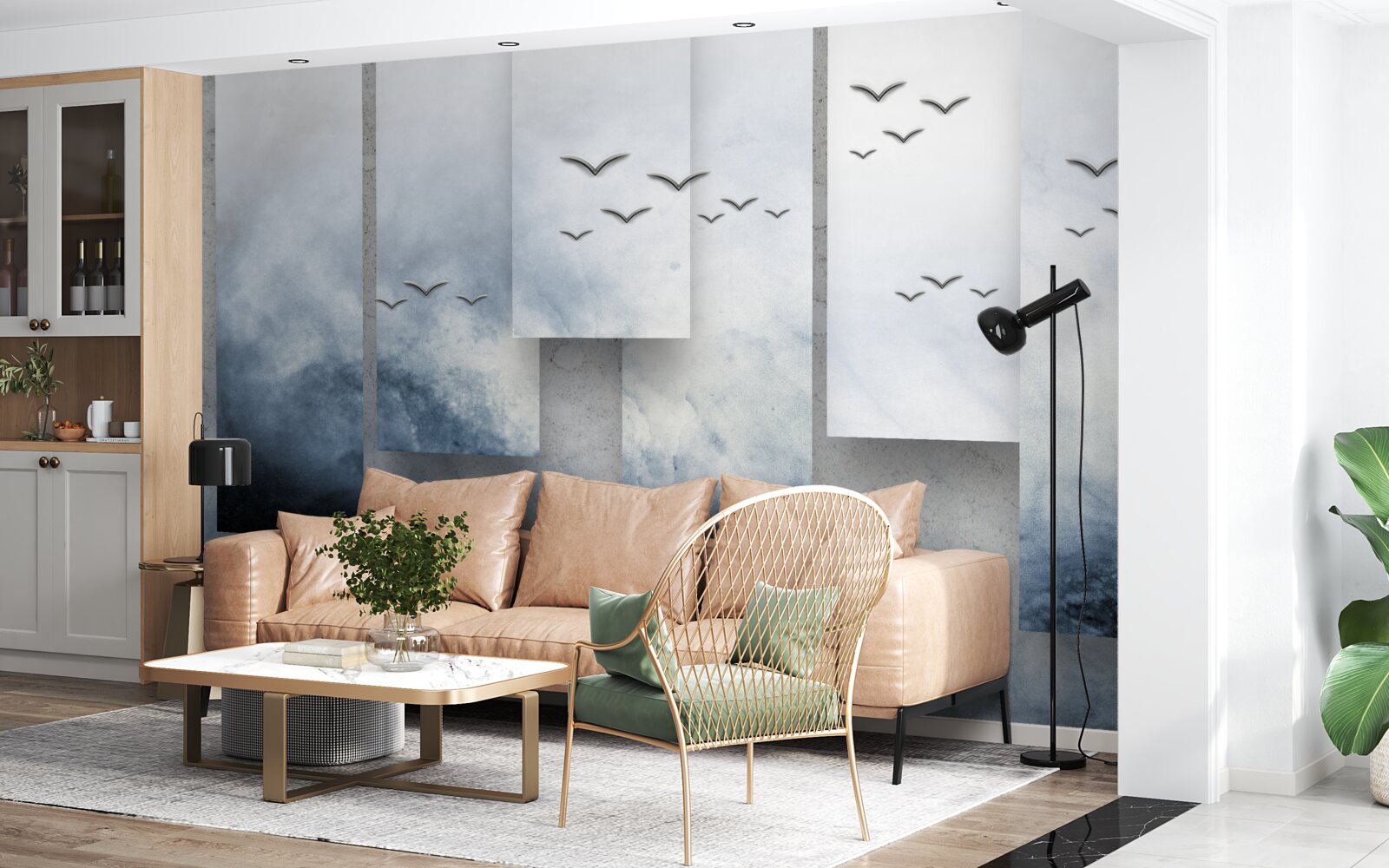 Fototapet modulele cedează locul păsărilor care părăsesc furtuna