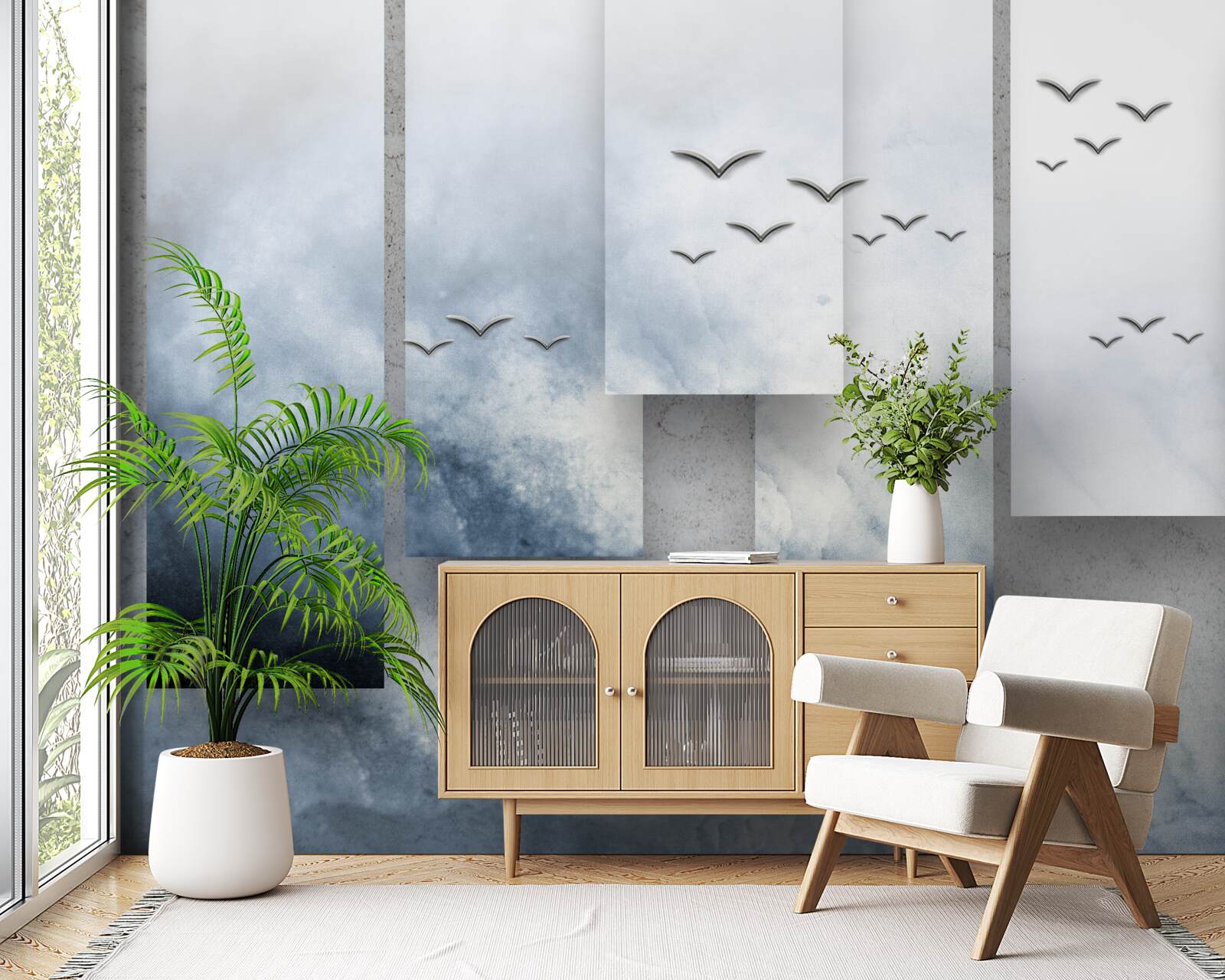 Fototapet modulele cedează locul păsărilor care părăsesc furtuna