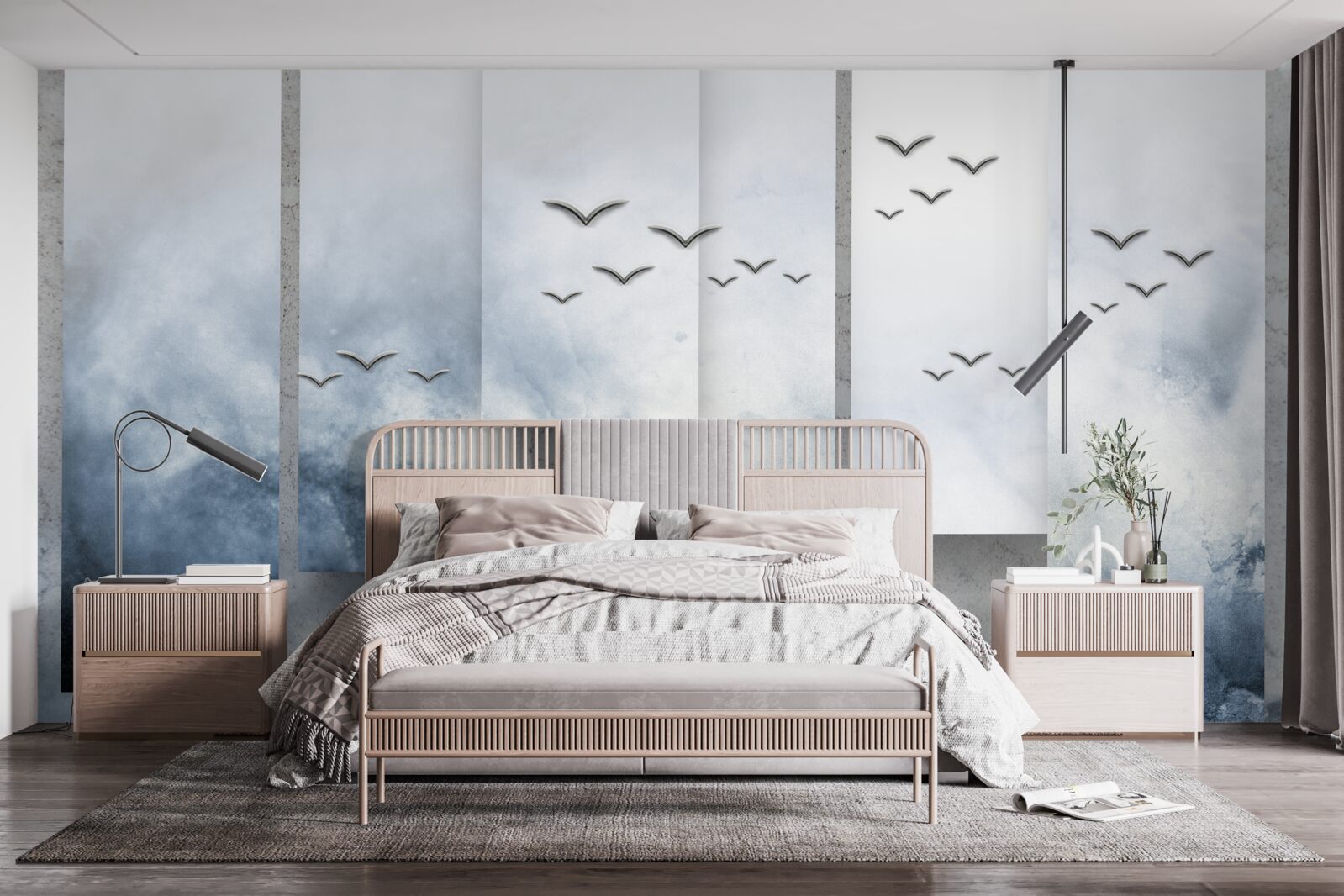 Fototapet modulele cedează locul păsărilor care părăsesc furtuna