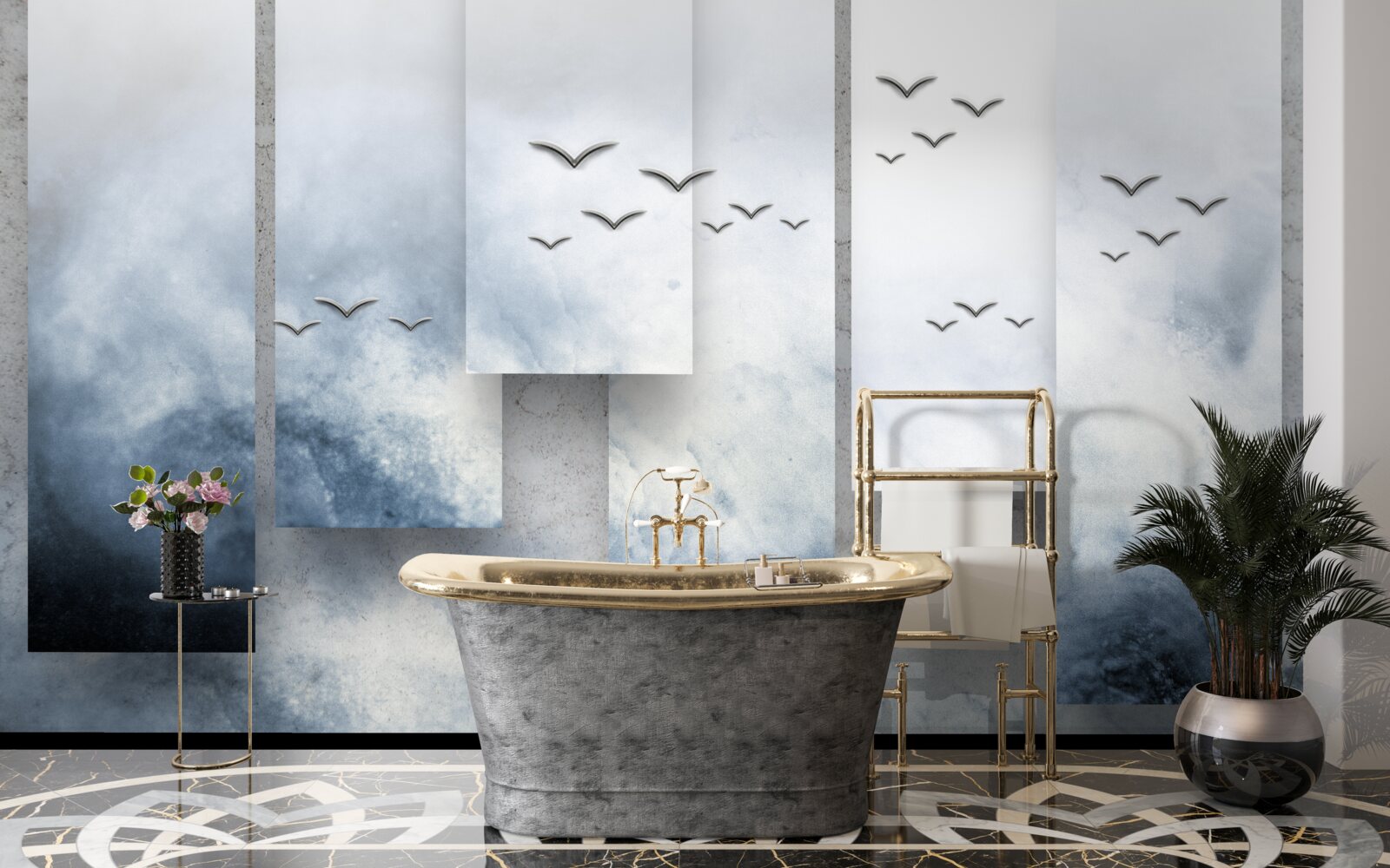 Fototapet modulele cedează locul păsărilor care părăsesc furtuna