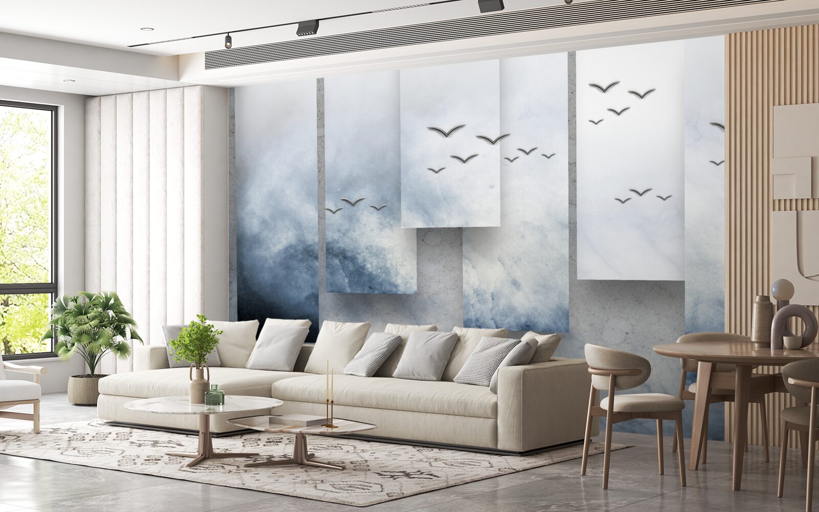 Fototapet modulele cedează locul păsărilor care părăsesc furtuna