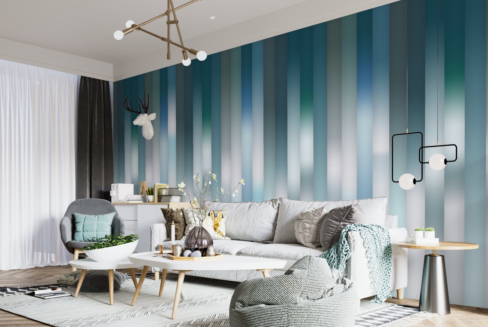 Fototapet liniile verticale creează un gradient descendent