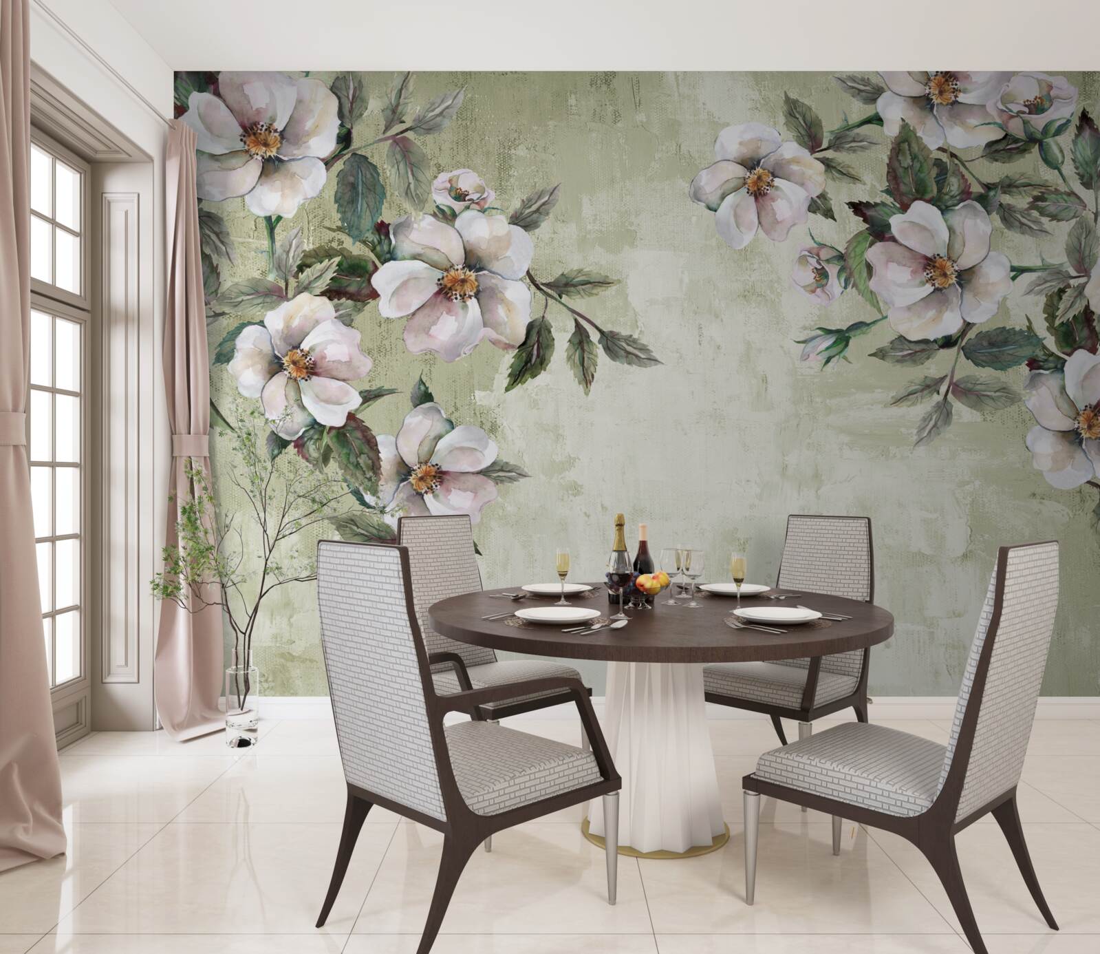 Fototapet ramurile întinse ale magnoliei albe ca zăpada