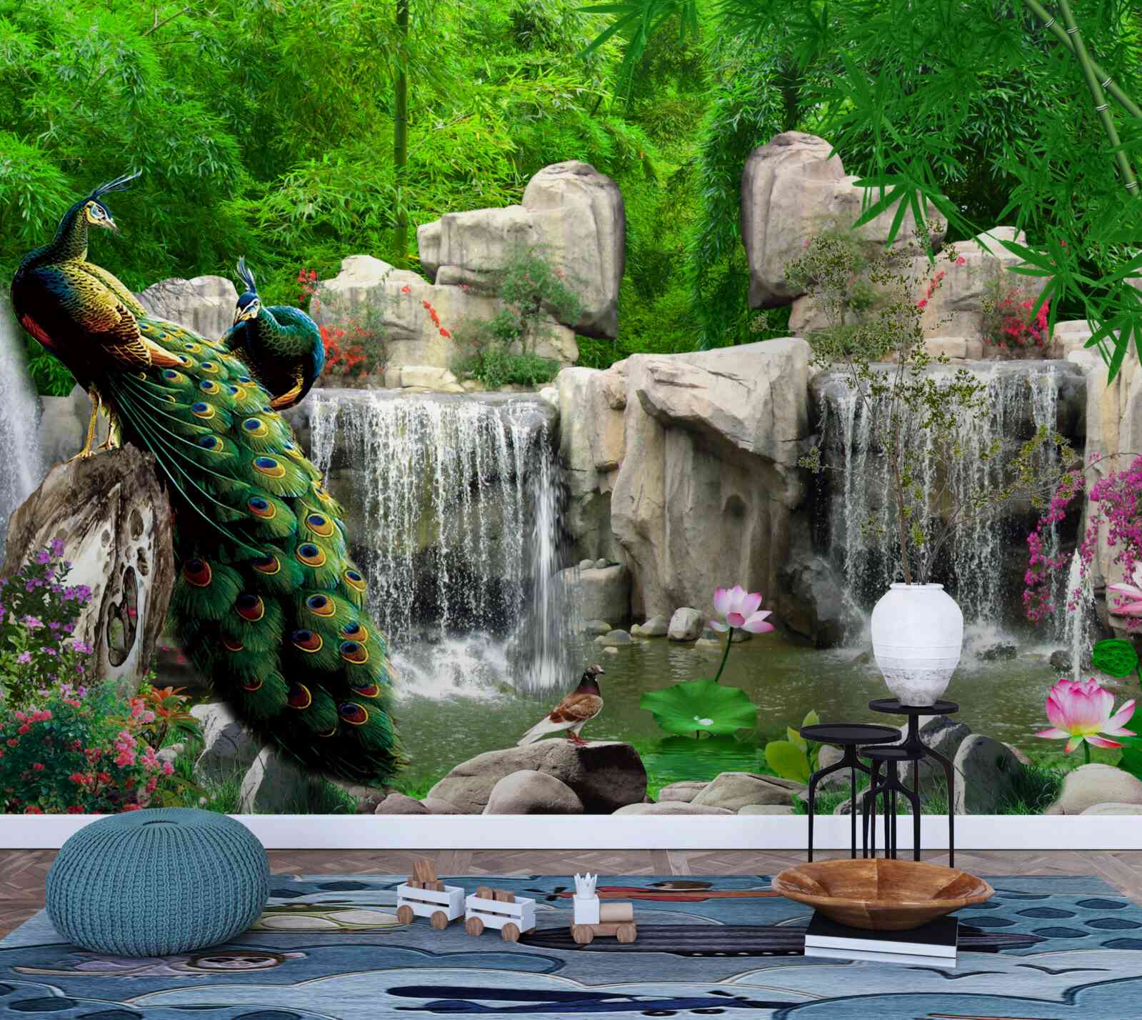 Fototapet iazuri liniștite într-o pădure verde luxuriantă