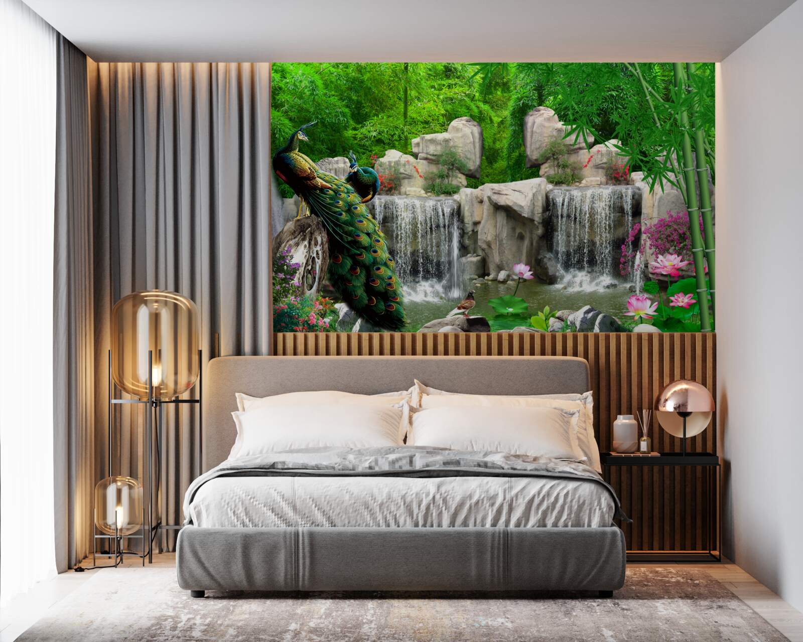 Fototapet iazuri liniștite într-o pădure verde luxuriantă