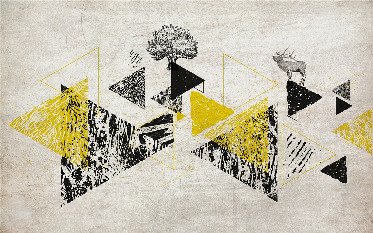 Fototapet geometrie abstractă a unei păduri de toamnă