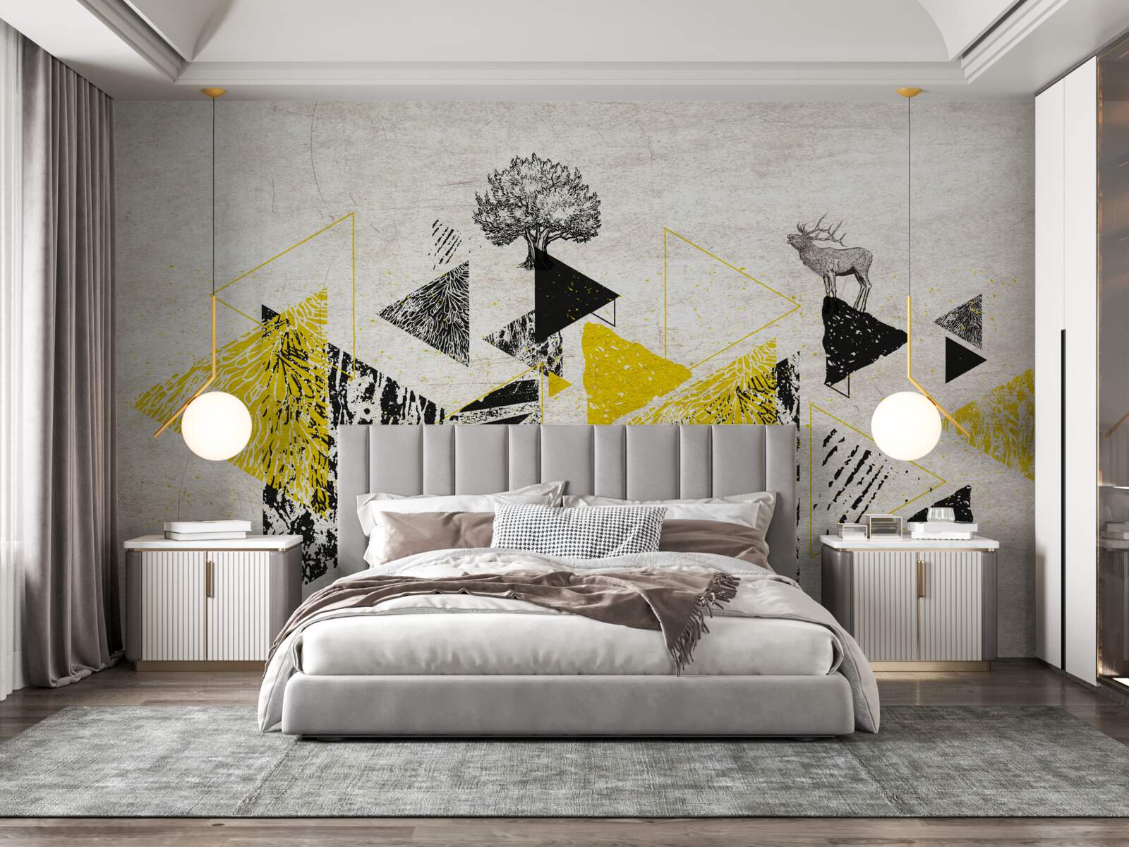 Fototapet geometrie abstractă a unei păduri de toamnă