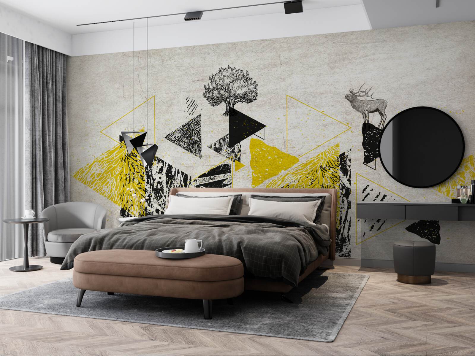 Fototapet geometrie abstractă a unei păduri de toamnă