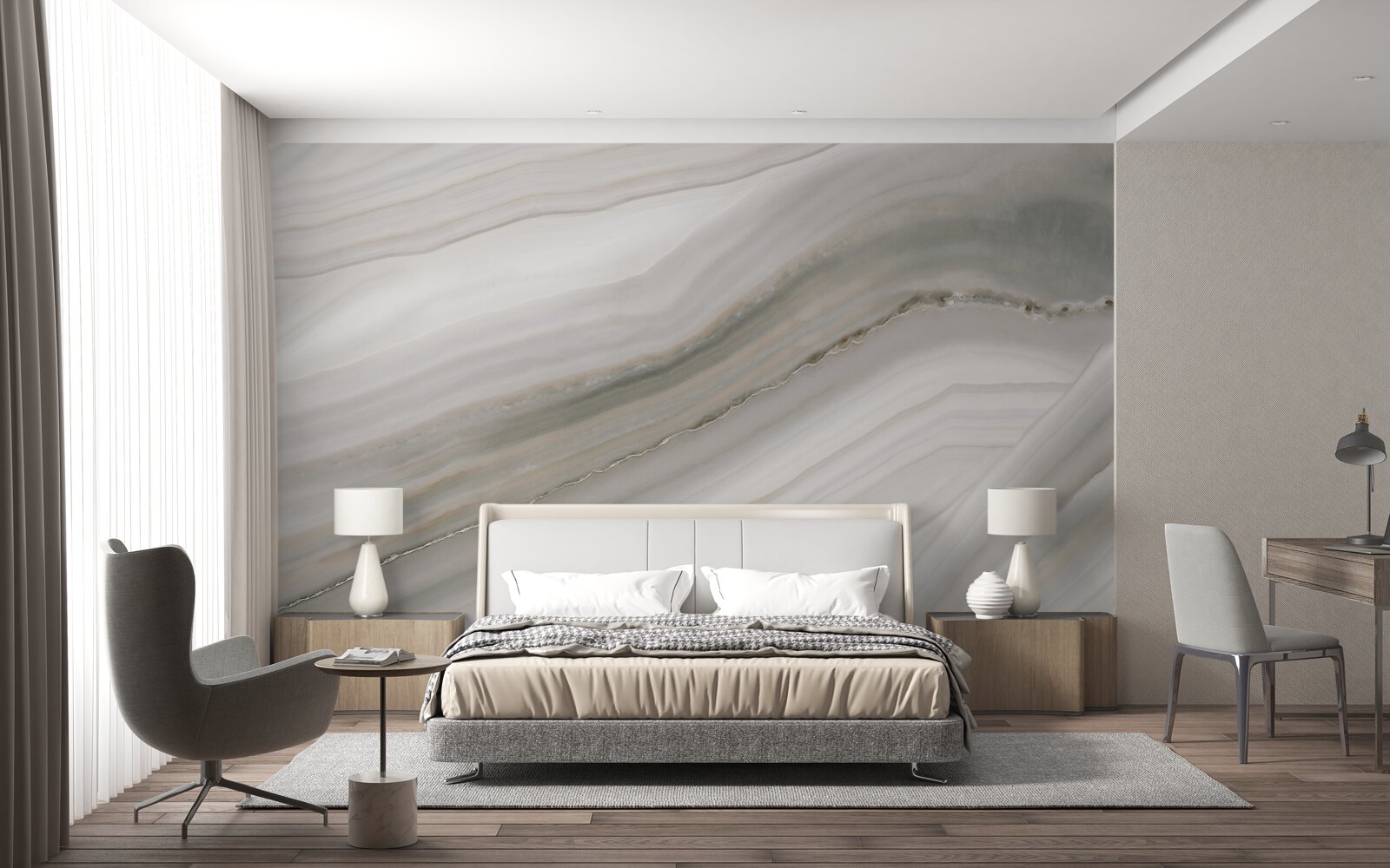 Fototapet un deșert unde griul domnește sub ploaie