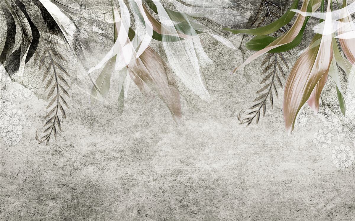 Fototapet flori și frunze agățate