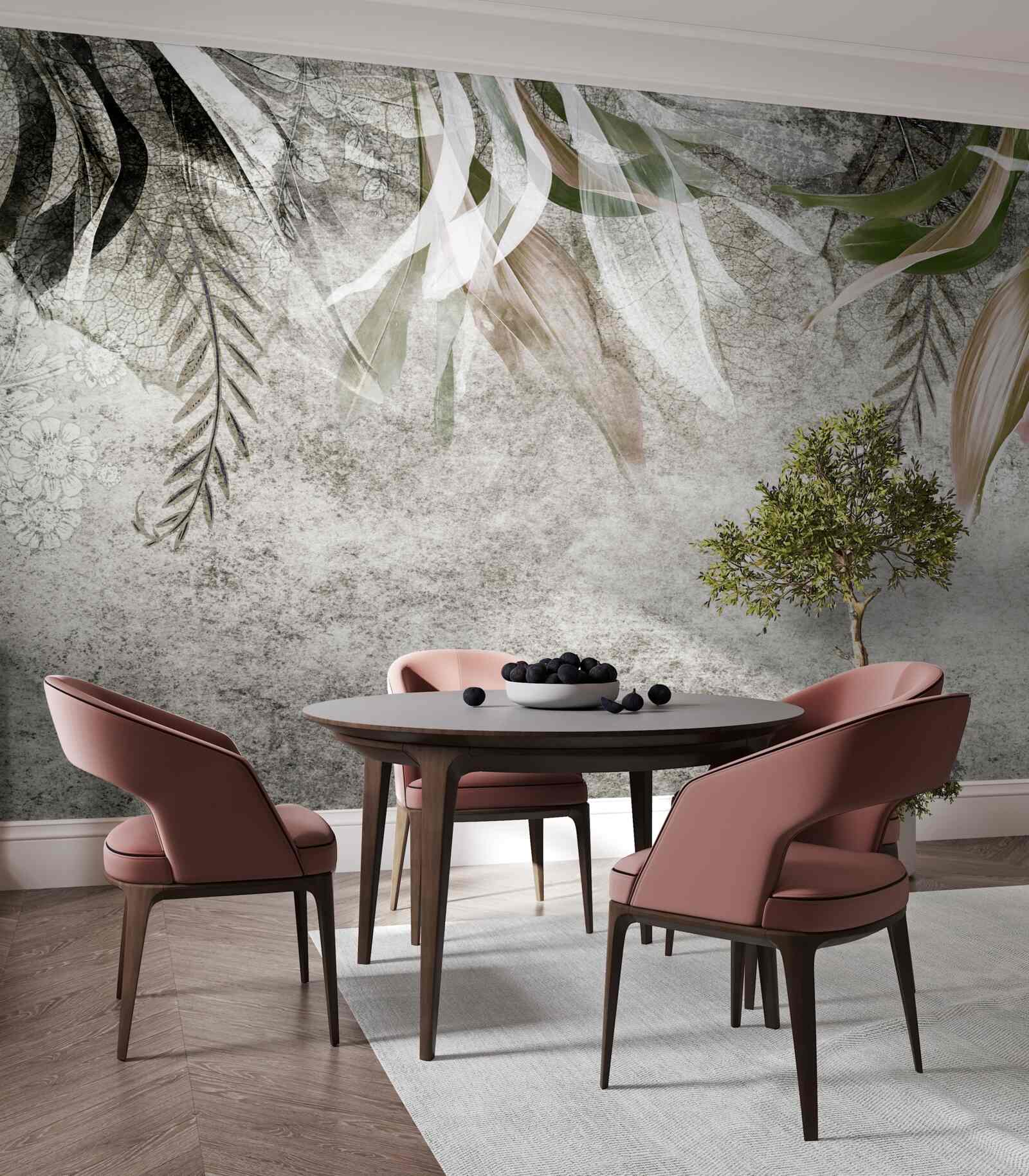 Fototapet flori și frunze agățate