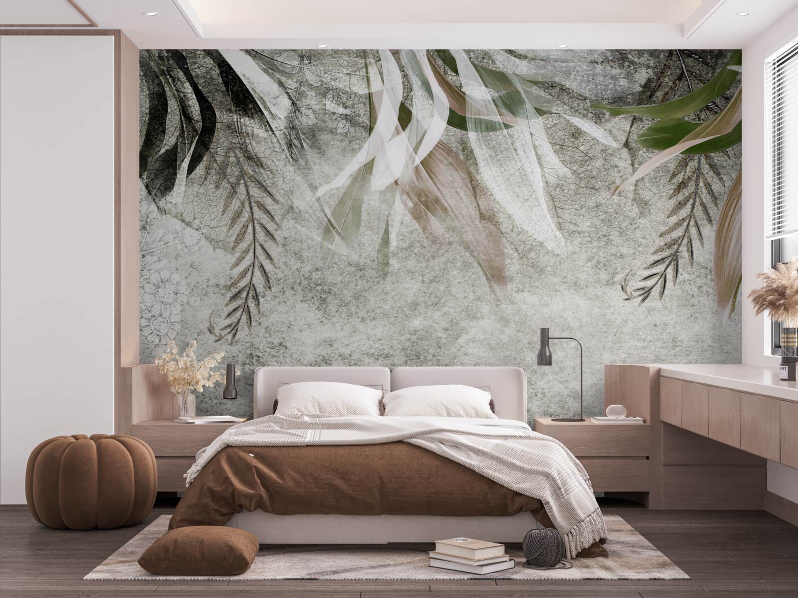 Fototapet flori și frunze agățate