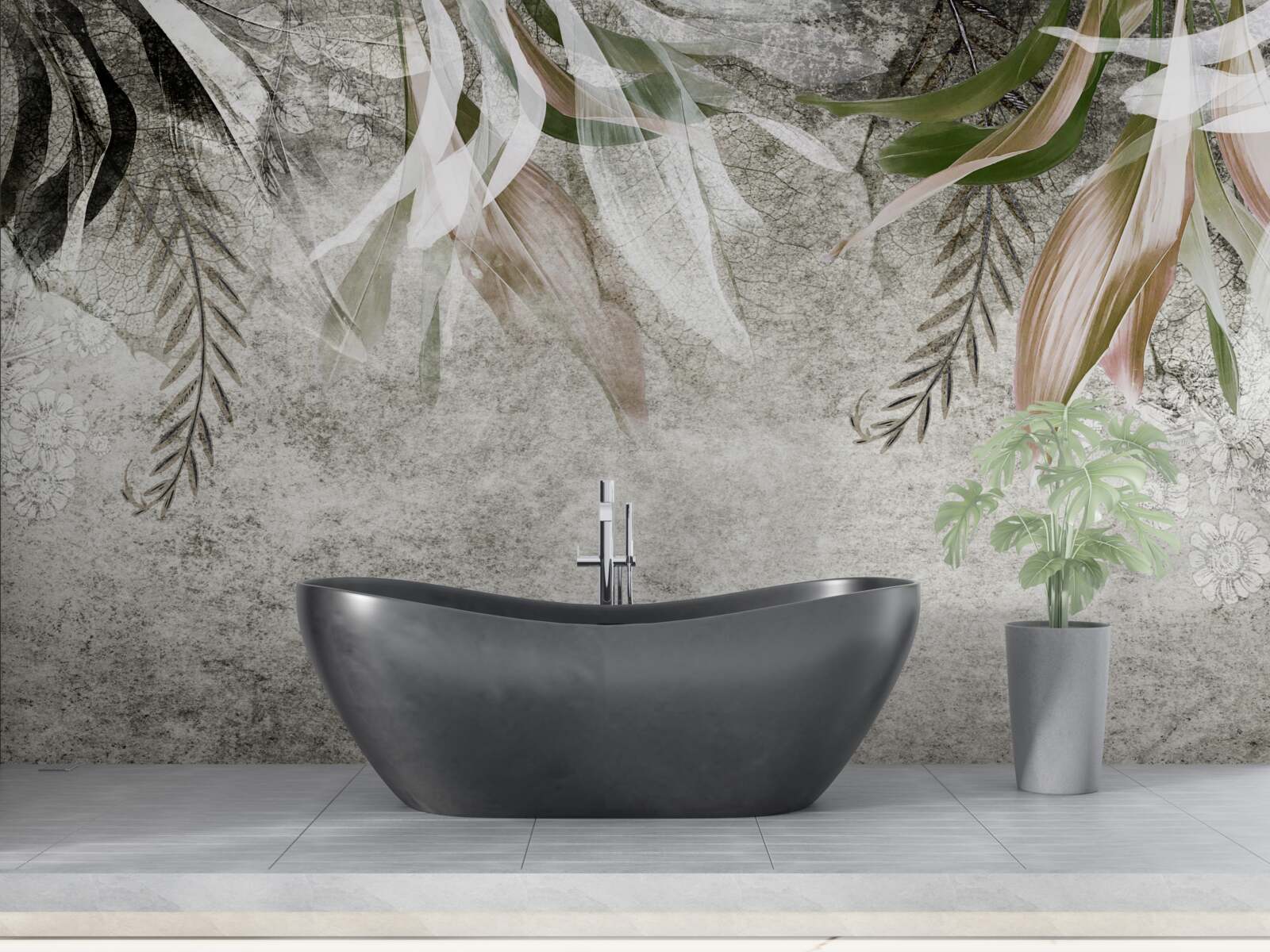 Fototapet flori și frunze agățate